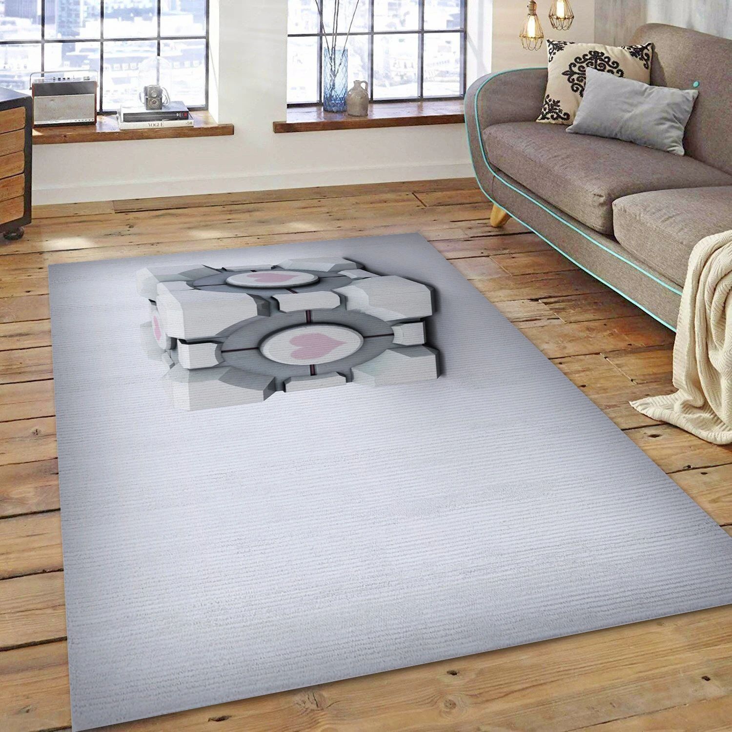 Portal Companion Cube Game Area Rug Carpet, Bedroom Rug - US Decor - Indoor Outdoor Rugs