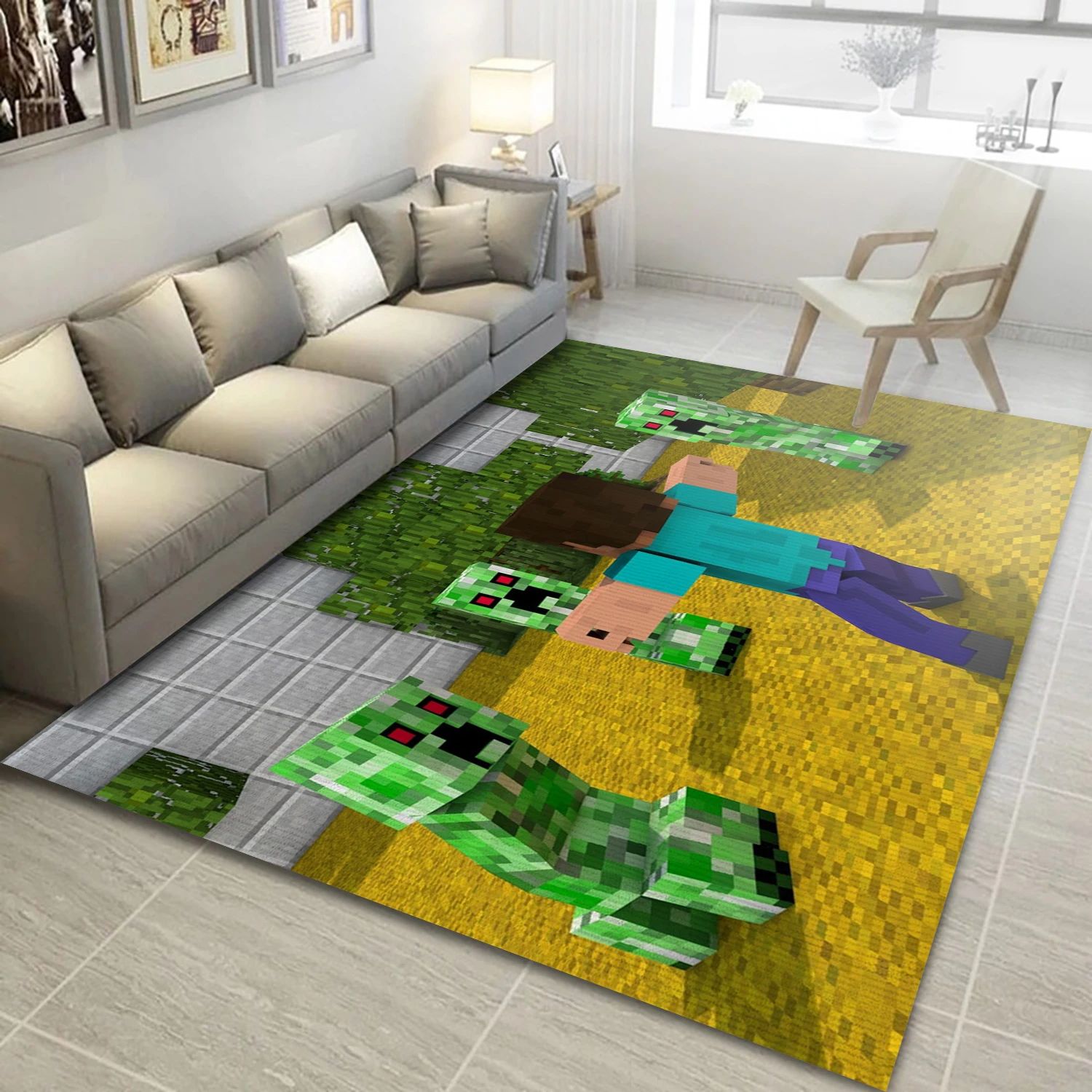 Jurassic Minecraft World Game Area Rug Carpet, Area Rug - Family Gift US Decor - Indoor Outdoor Rugs