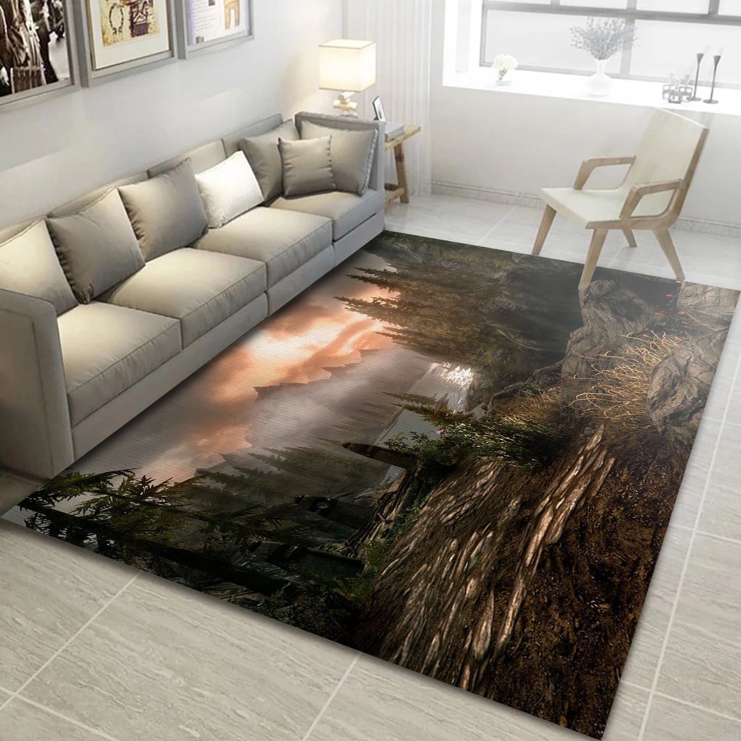 The Elder Scrolls V Skyrim Gaming Area Rug, Area Rug - Family Gift US Decor - Indoor Outdoor Rugs