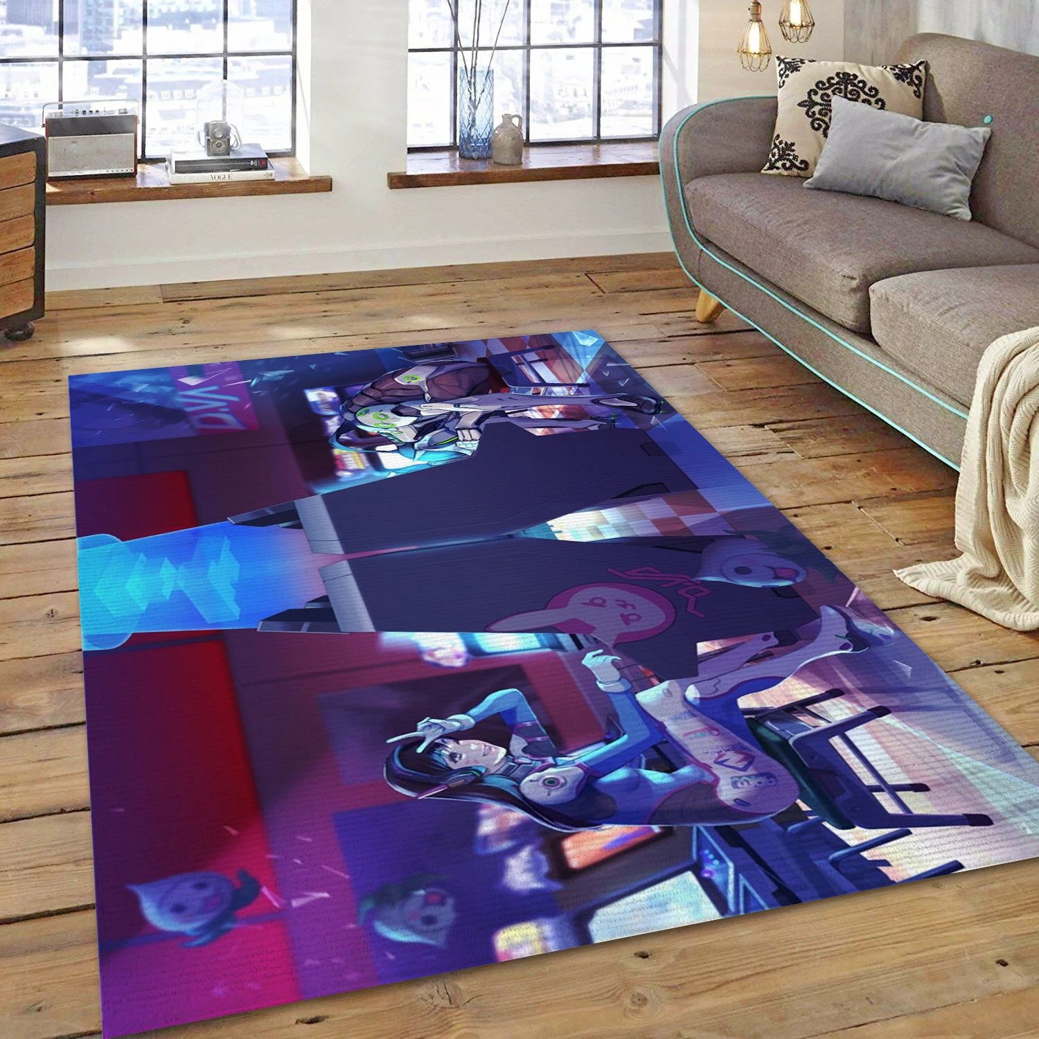 D Va Overwatch Video Game Area Rug Area, Living Room Rug - Christmas Gift Decor - Indoor Outdoor Rugs