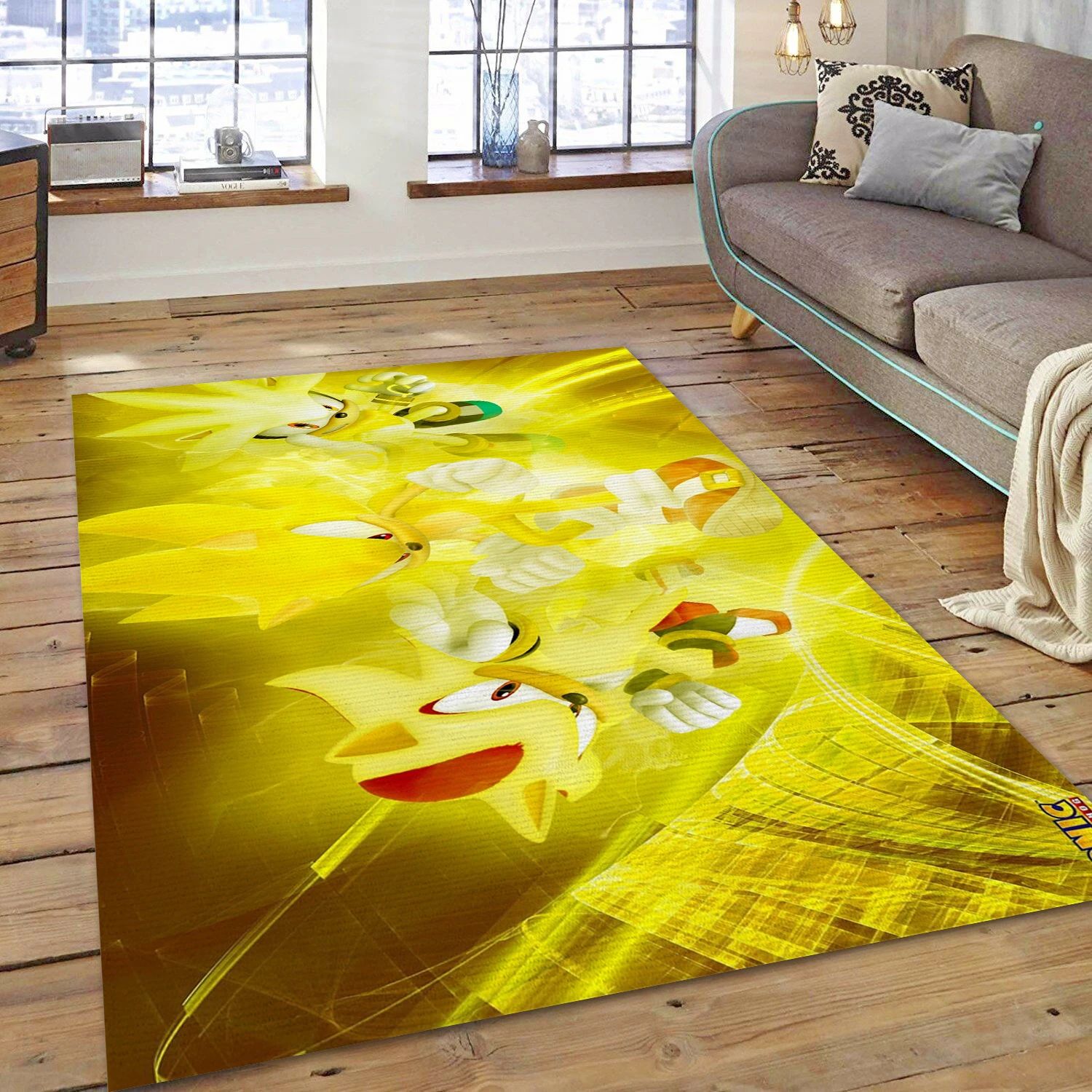 Three Golden Hedgehogs In A Golden Scene Game Area Rug Carpet, Bedroom Rug - Home Decor Floor Decor - Indoor Outdoor Rugs