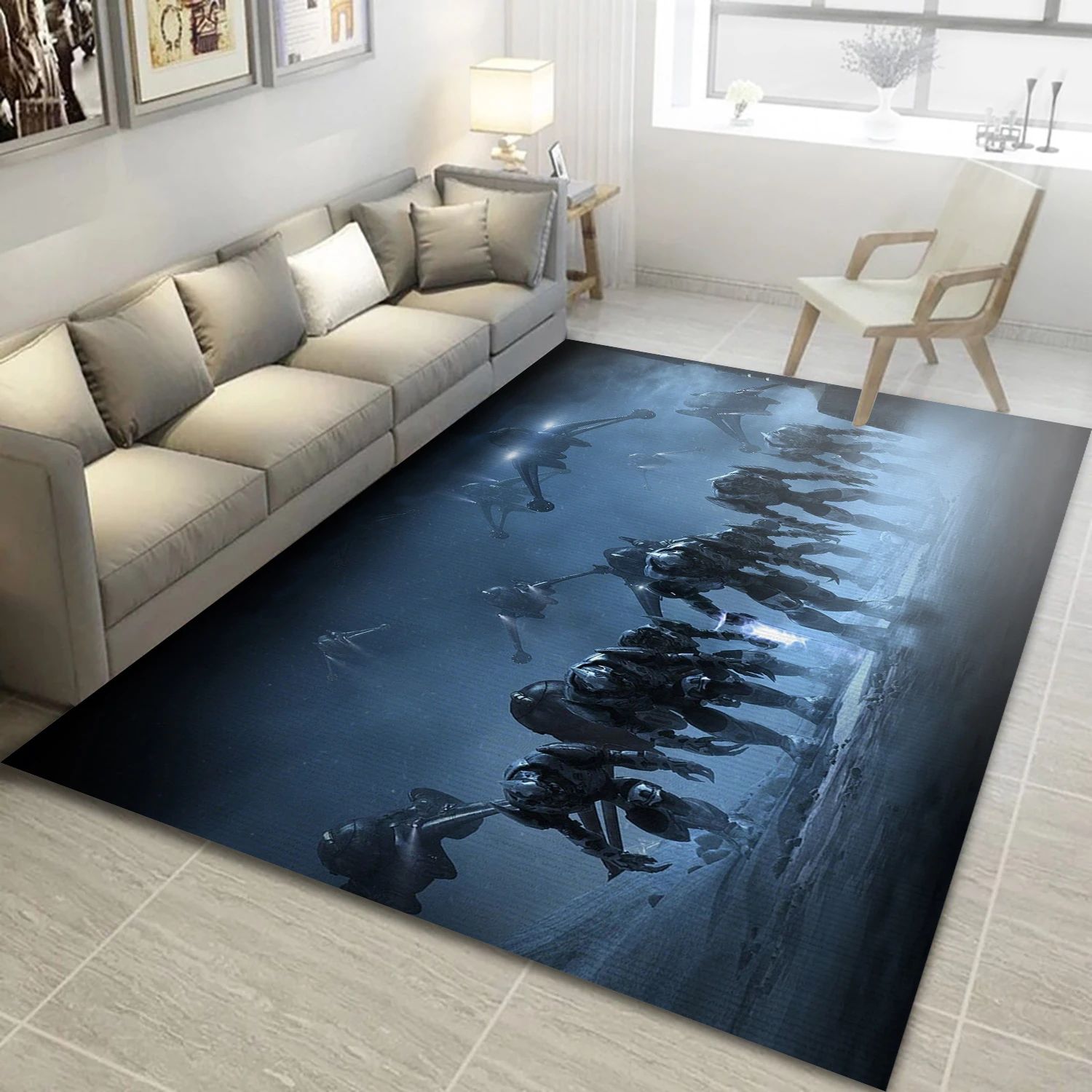 Halo Gaming Area Rug, Living Room Rug - Family Gift US Decor - Indoor Outdoor Rugs