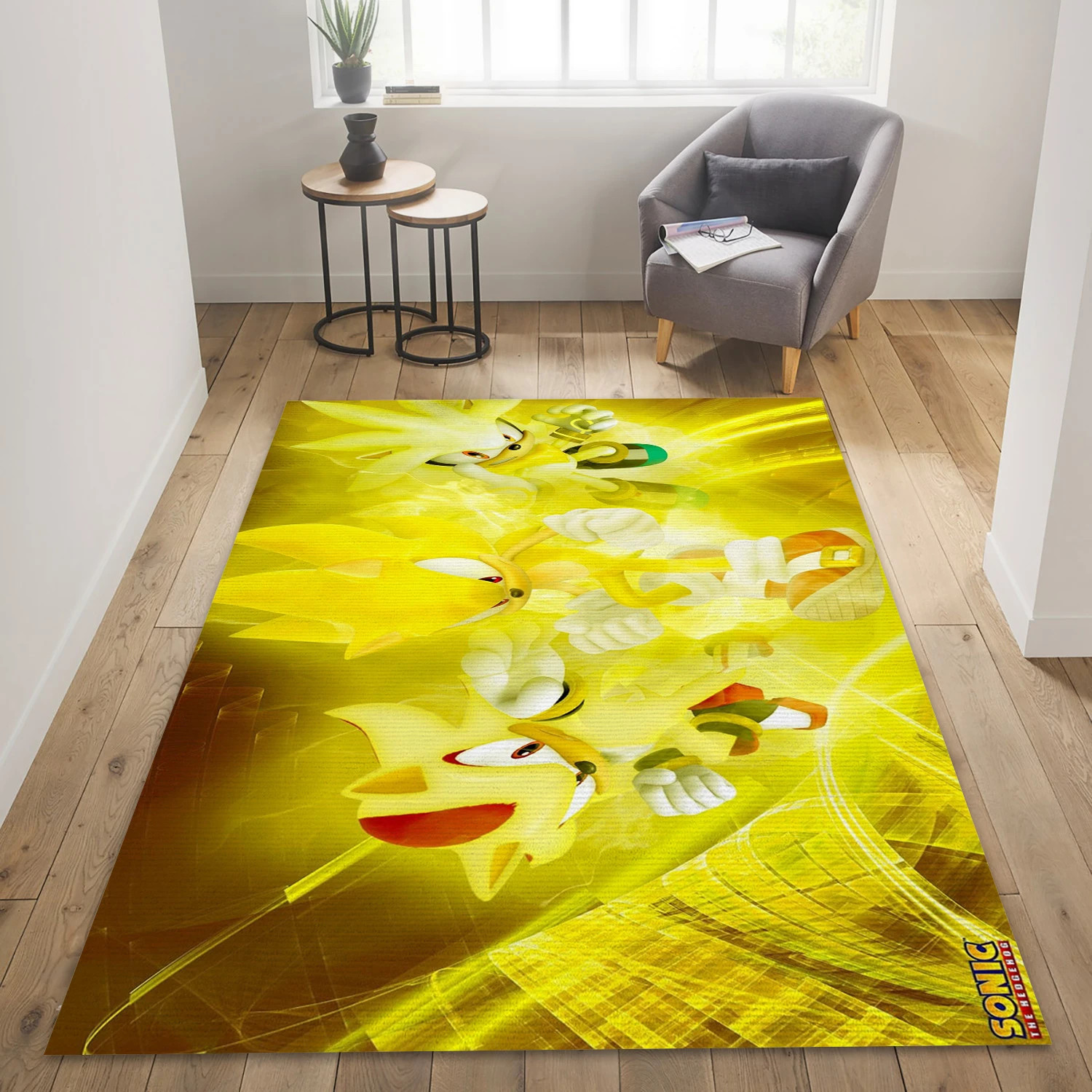 Three Golden Hedgehogs In A Golden Scene Game Area Rug Carpet, Bedroom Rug - Home Decor Floor Decor - Indoor Outdoor Rugs