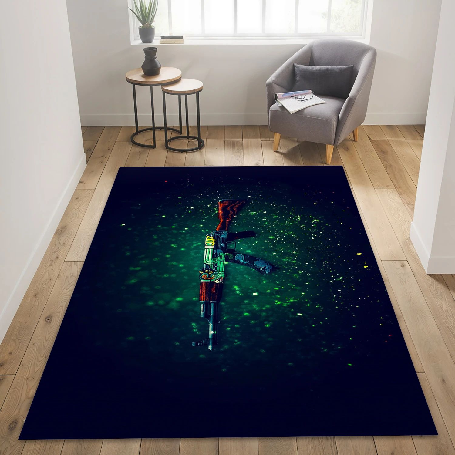 Ak 47 Fire Serpent Video Game Area Rug For Christmas, Area Rug - US Decor - Indoor Outdoor Rugs