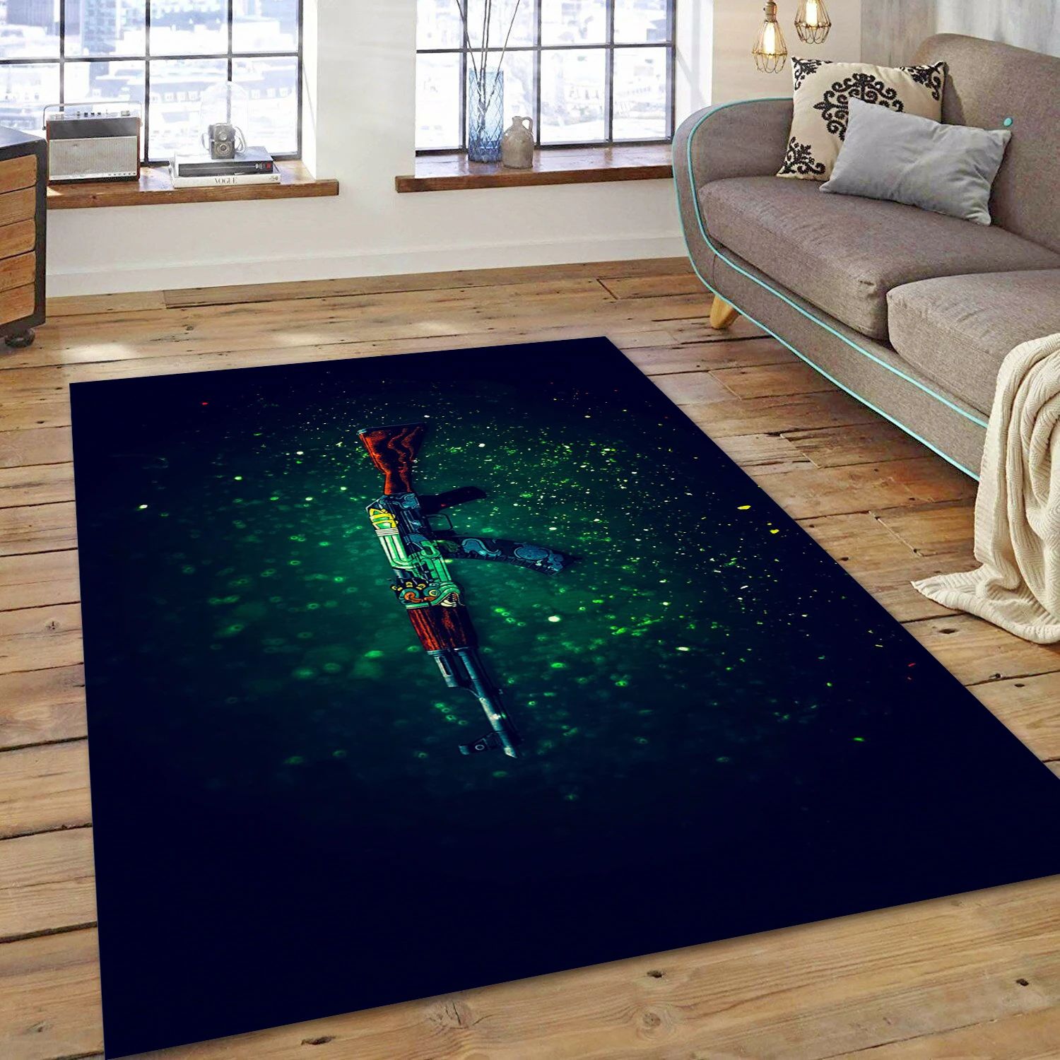 Ak 47 Fire Serpent Video Game Area Rug For Christmas, Area Rug - US Decor - Indoor Outdoor Rugs