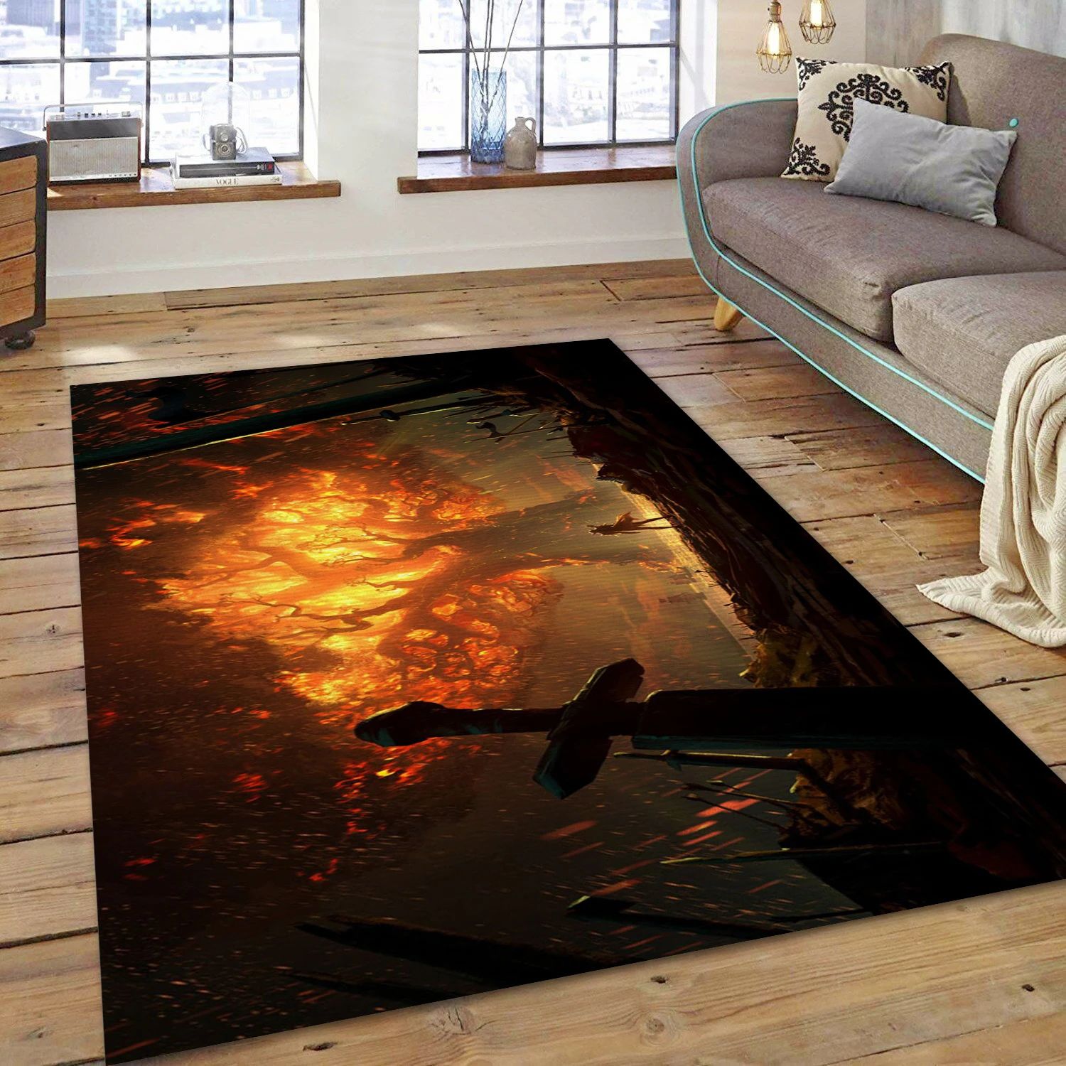 Sword Warrior Video Game Reangle Rug, Bedroom Rug - Family Gift US Decor - Indoor Outdoor Rugs