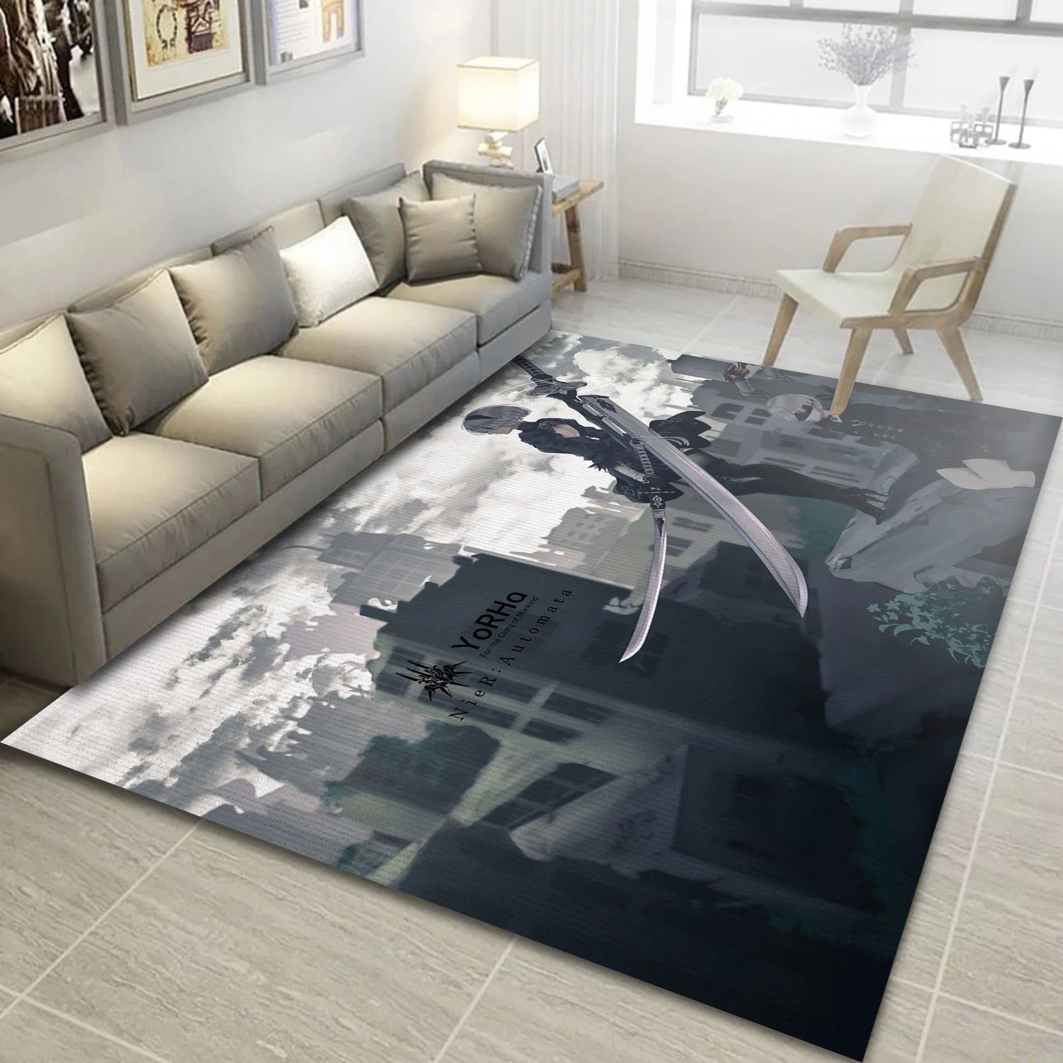 Yorha No 2 Type B Video Game Area Rug Area, Area Rug - Christmas Gift Decor - Indoor Outdoor Rugs