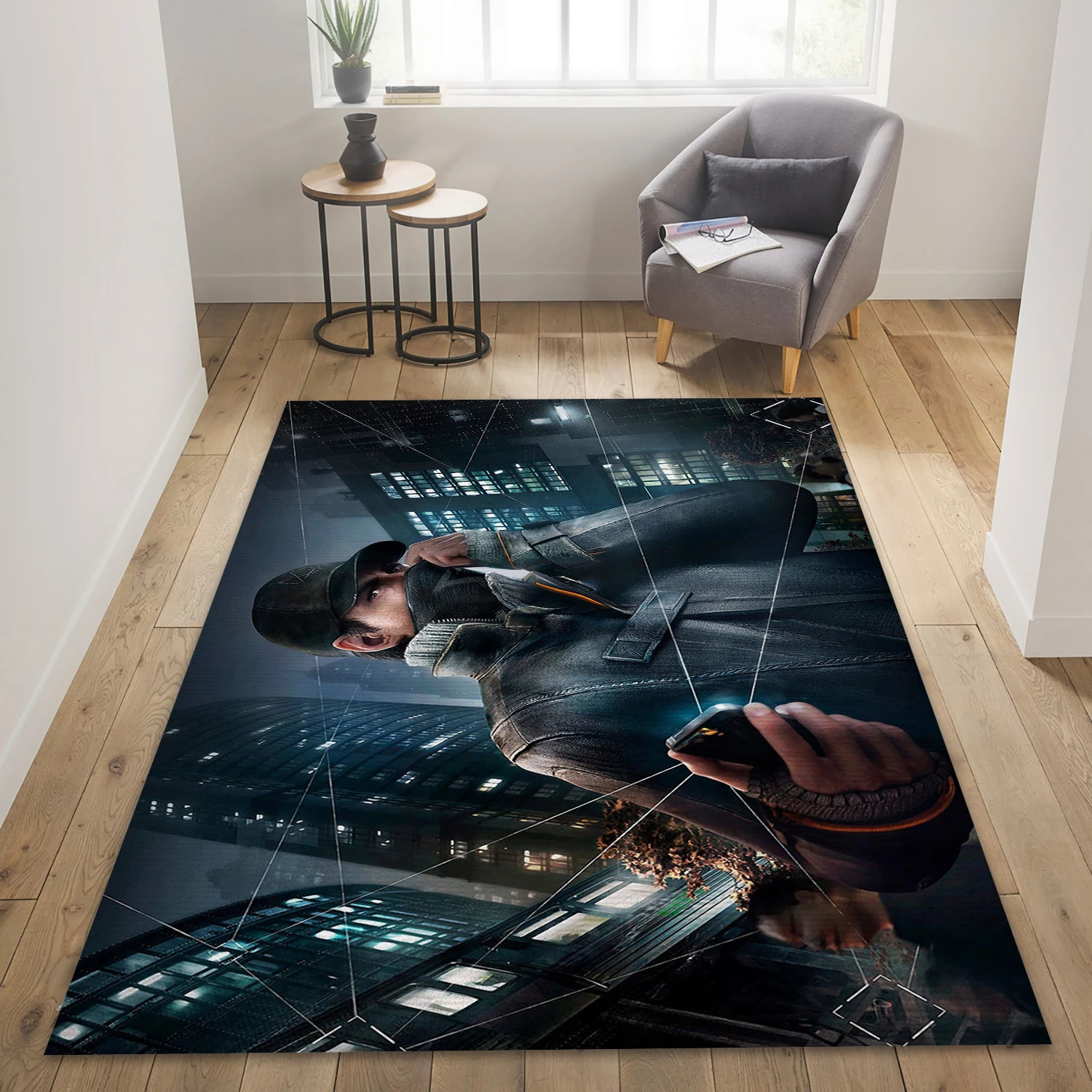 Aiden Pearce Video Game Area Rug Area, Area Rug - Christmas Gift Decor - Indoor Outdoor Rugs