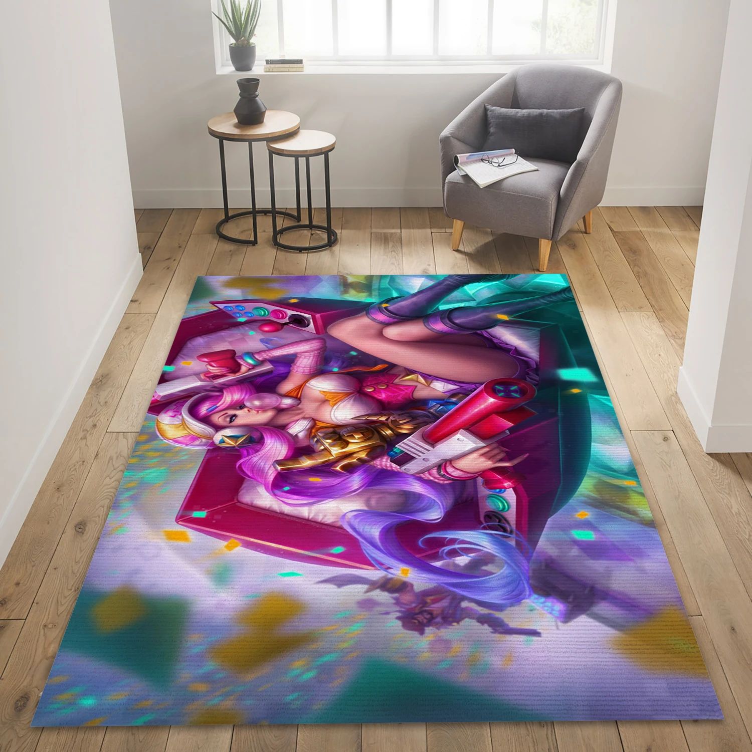 Arcade Miss Fortune Game Area Rug Carpet, Living Room Rug - Home Decor Floor Decor - Indoor Outdoor Rugs