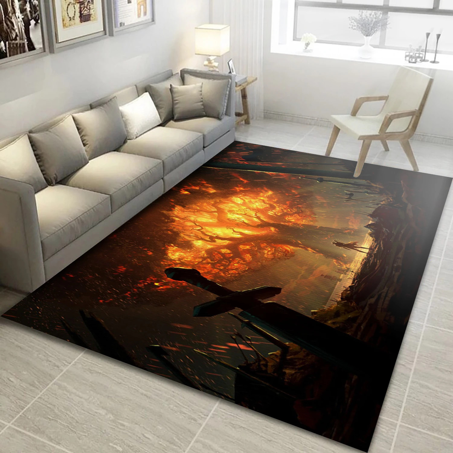 Sword Warrior Video Game Reangle Rug, Bedroom Rug - Family Gift US Decor - Indoor Outdoor Rugs