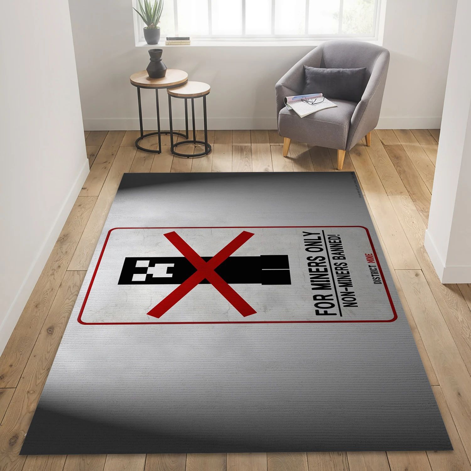 Creeper Warning Sign Video Game Area Rug Area, Area Rug - Home Decor Floor Decor - Indoor Outdoor Rugs