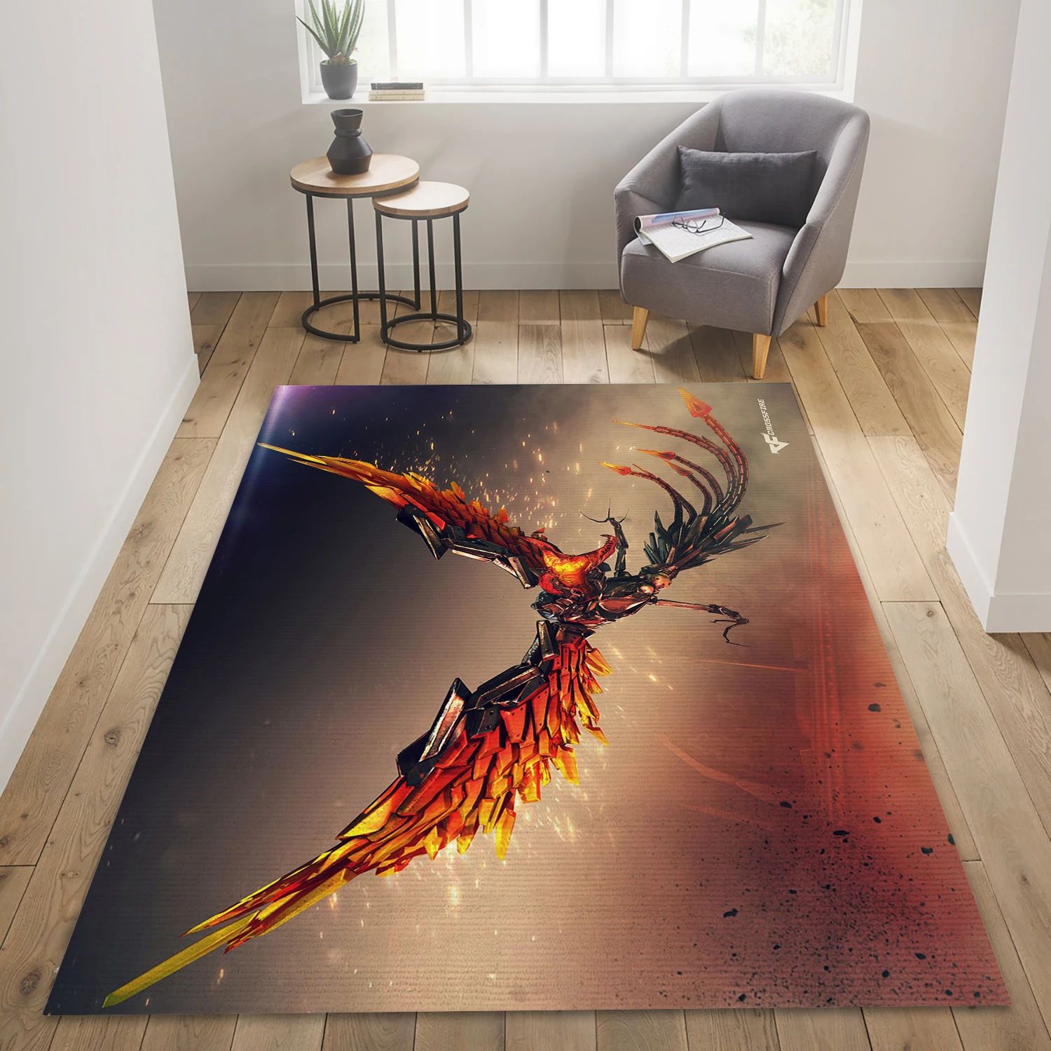 Mecha Phoenix Gaming Area Rug, Bedroom Rug - Home Decor Floor Decor - Indoor Outdoor Rugs