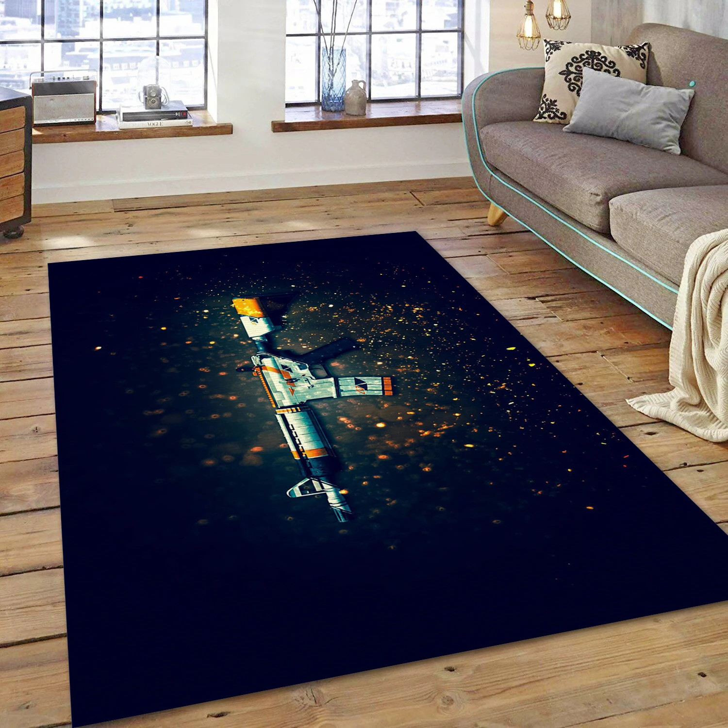 M4a4 Asiimov Game Area Rug Carpet, Area Rug - Christmas Gift Decor - Indoor Outdoor Rugs