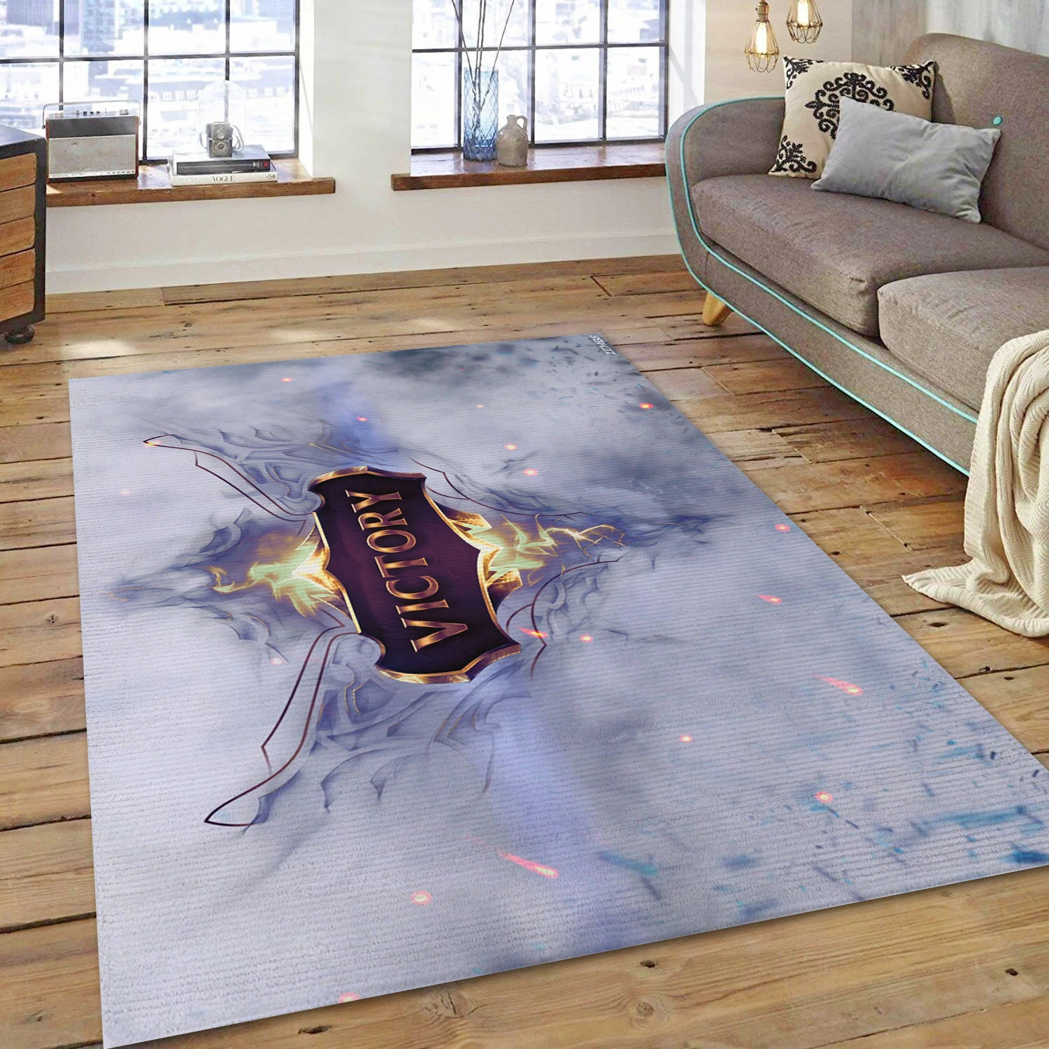 League Of Legends Victory Screen Video Game Reangle Rug, Bedroom Rug - US Decor - Indoor Outdoor Rugs