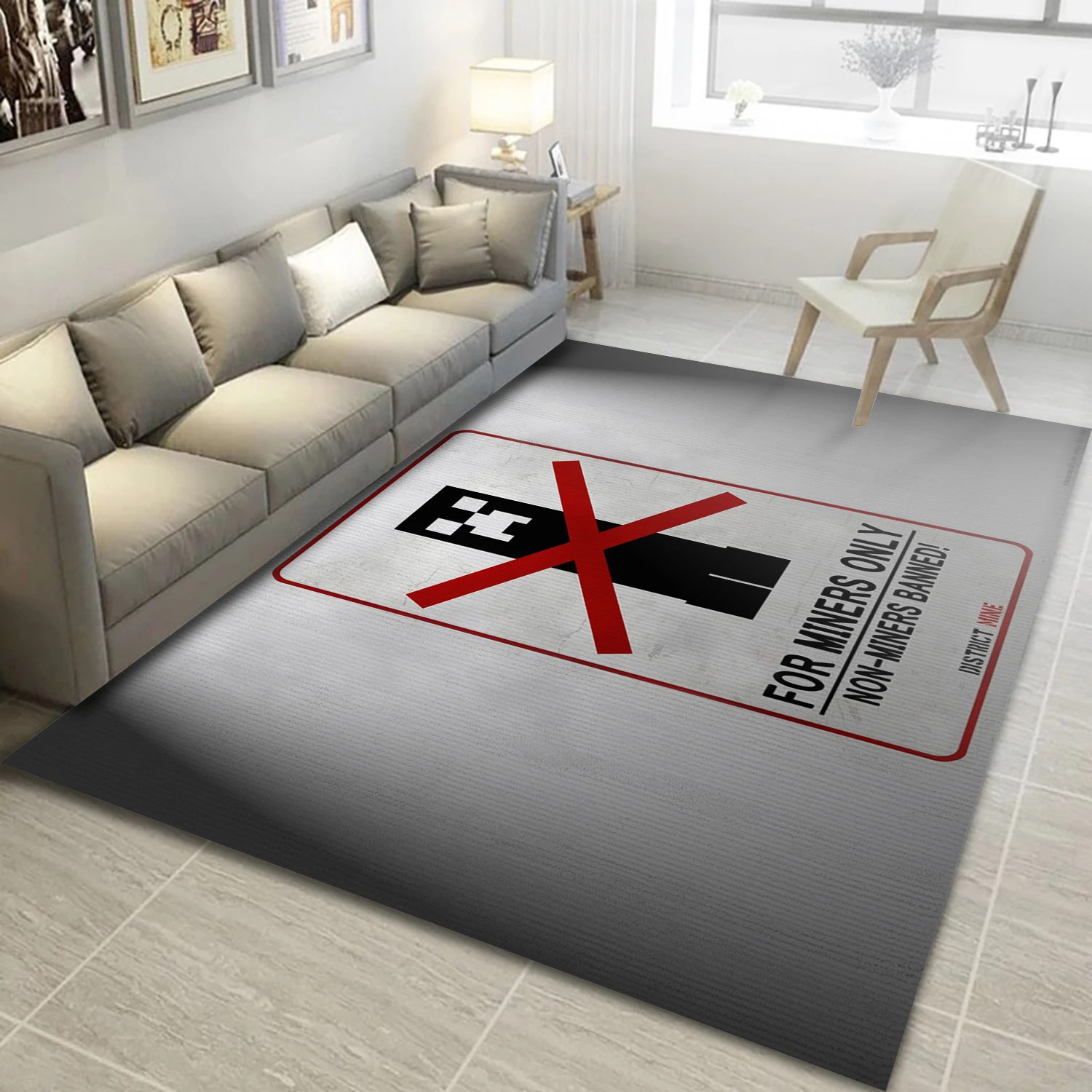 Creeper Warning Sign Video Game Area Rug Area, Area Rug - Home Decor Floor Decor - Indoor Outdoor Rugs