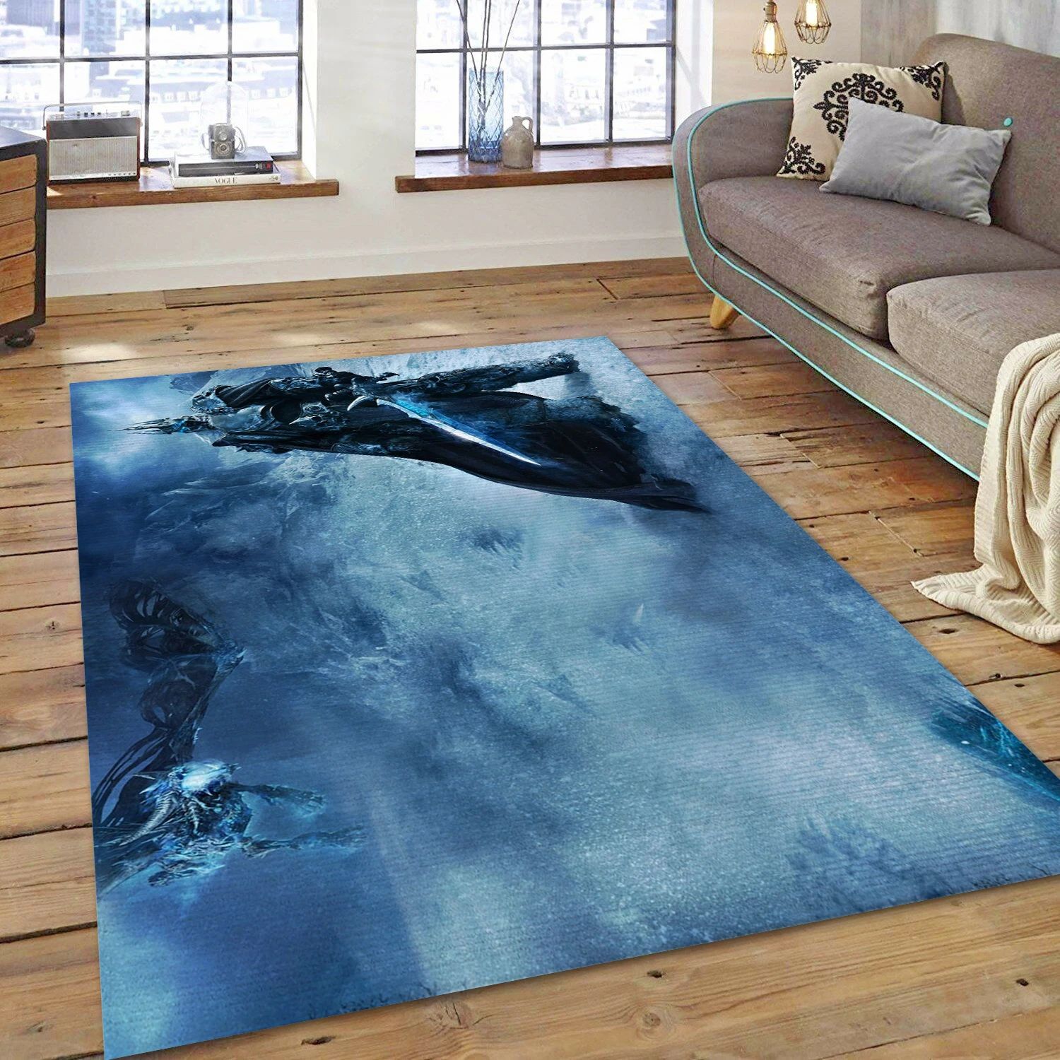 Lich King Gaming Area Rug, Living Room Rug - Home Decor Floor Decor - Indoor Outdoor Rugs