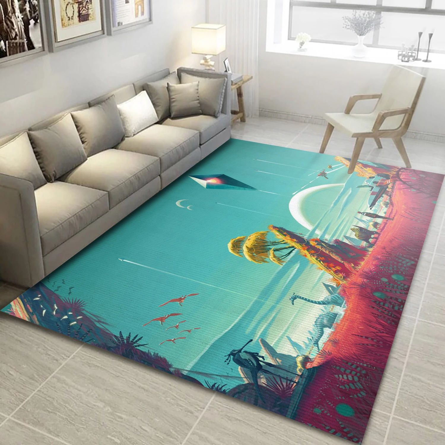 No Mans Sky Video Game Reangle Rug, Bedroom Rug - Christmas Gift Decor - Indoor Outdoor Rugs