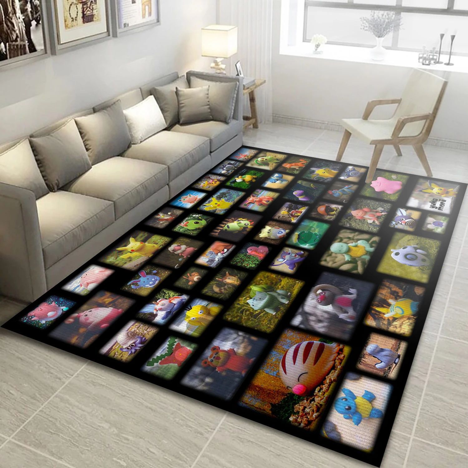 Pokemon Collection Video Game Reangle Rug, Living Room Rug - Family Gift US Decor - Indoor Outdoor Rugs