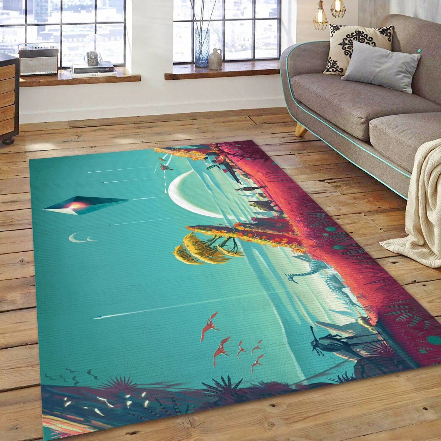 No Mans Sky Video Game Reangle Rug, Bedroom Rug - Christmas Gift Decor - Indoor Outdoor Rugs