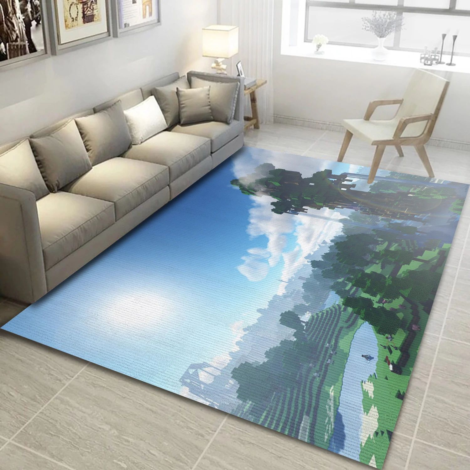 Minecraft Video Game Area Rug For Christmas, Living Room Rug - Family Gift US Decor - Indoor Outdoor Rugs