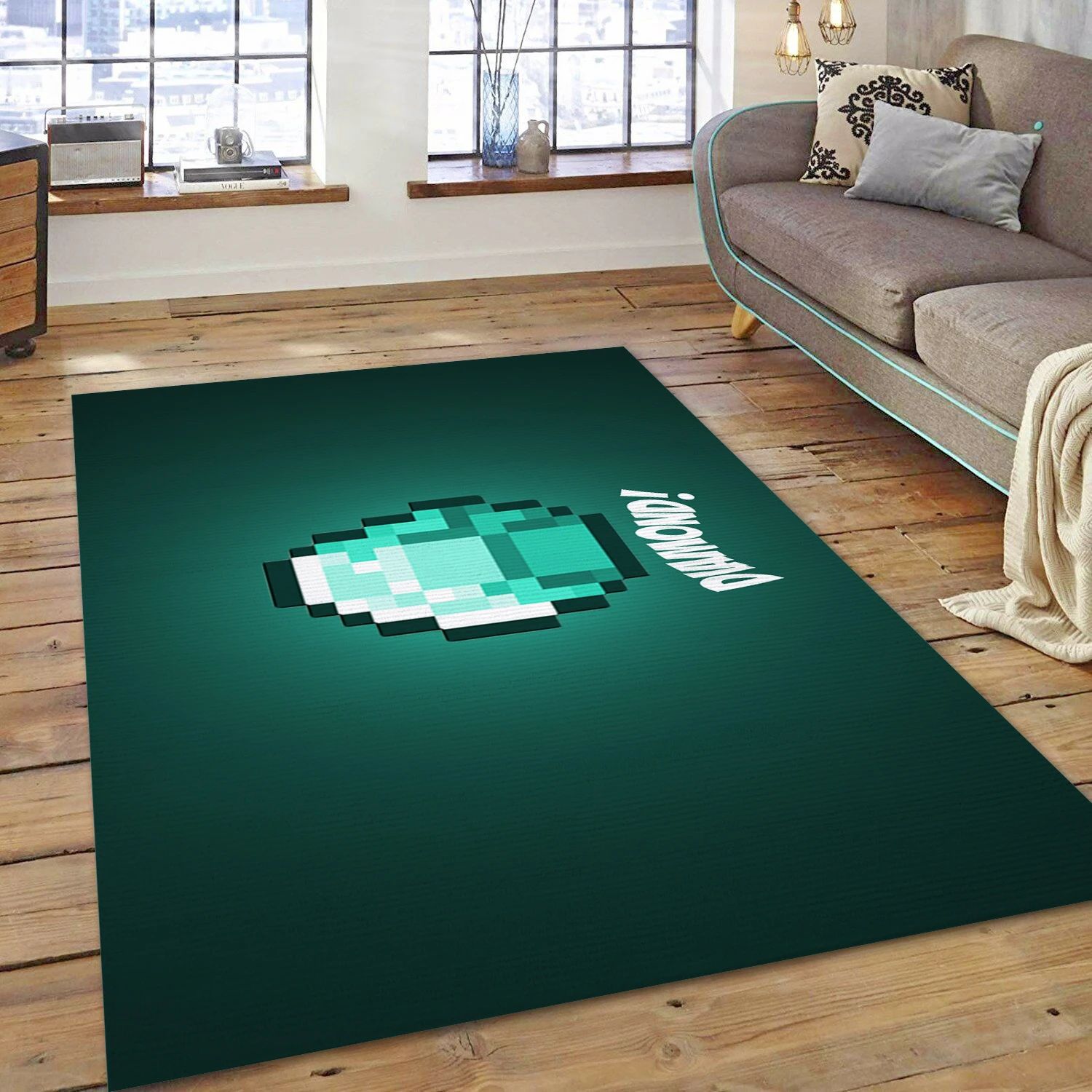 Diamond Video Game Area Rug Area, Bedroom Rug - Family Gift US Decor - Indoor Outdoor Rugs