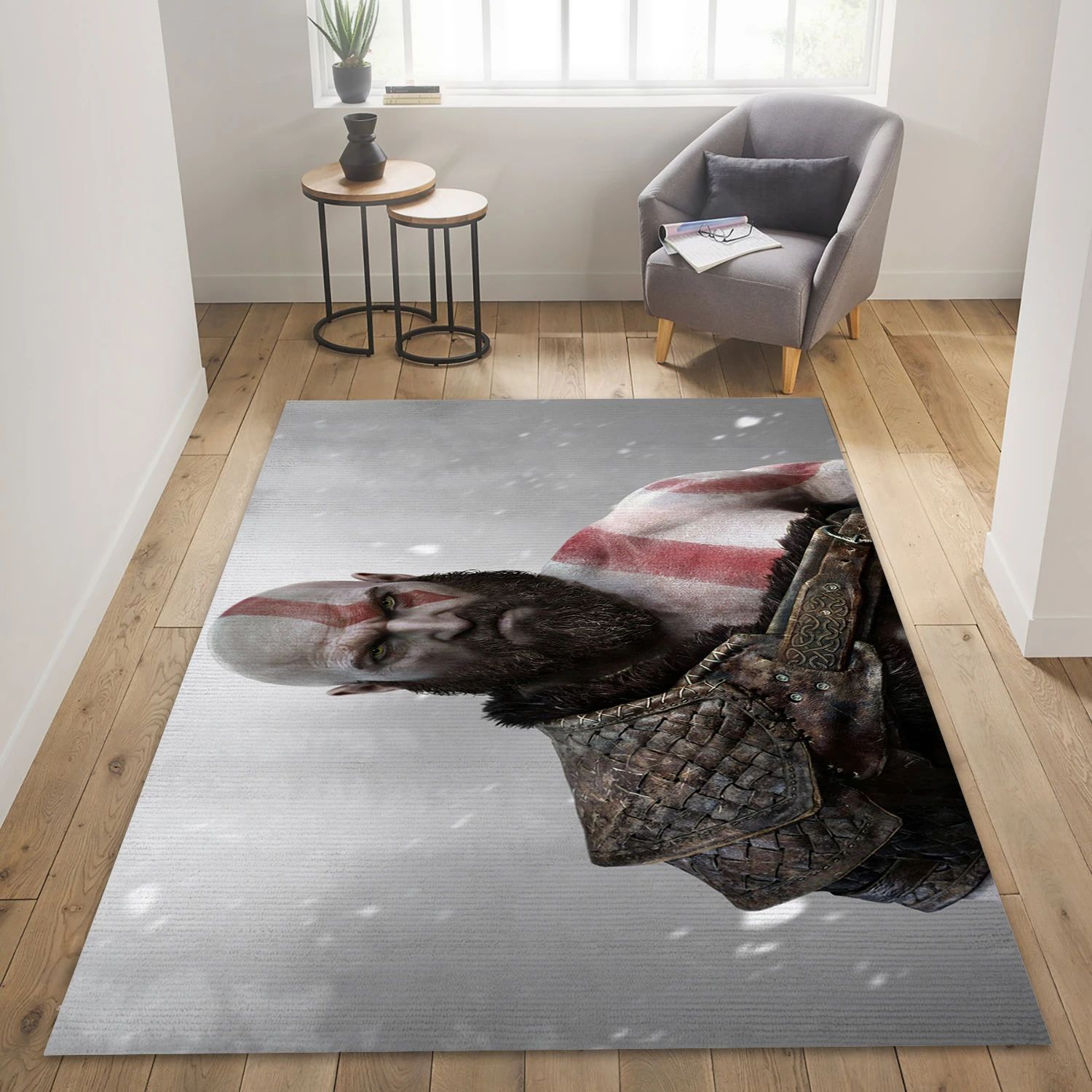 Kratos Video Game Reangle Rug, Living Room Rug - Family Gift US Decor - Indoor Outdoor Rugs