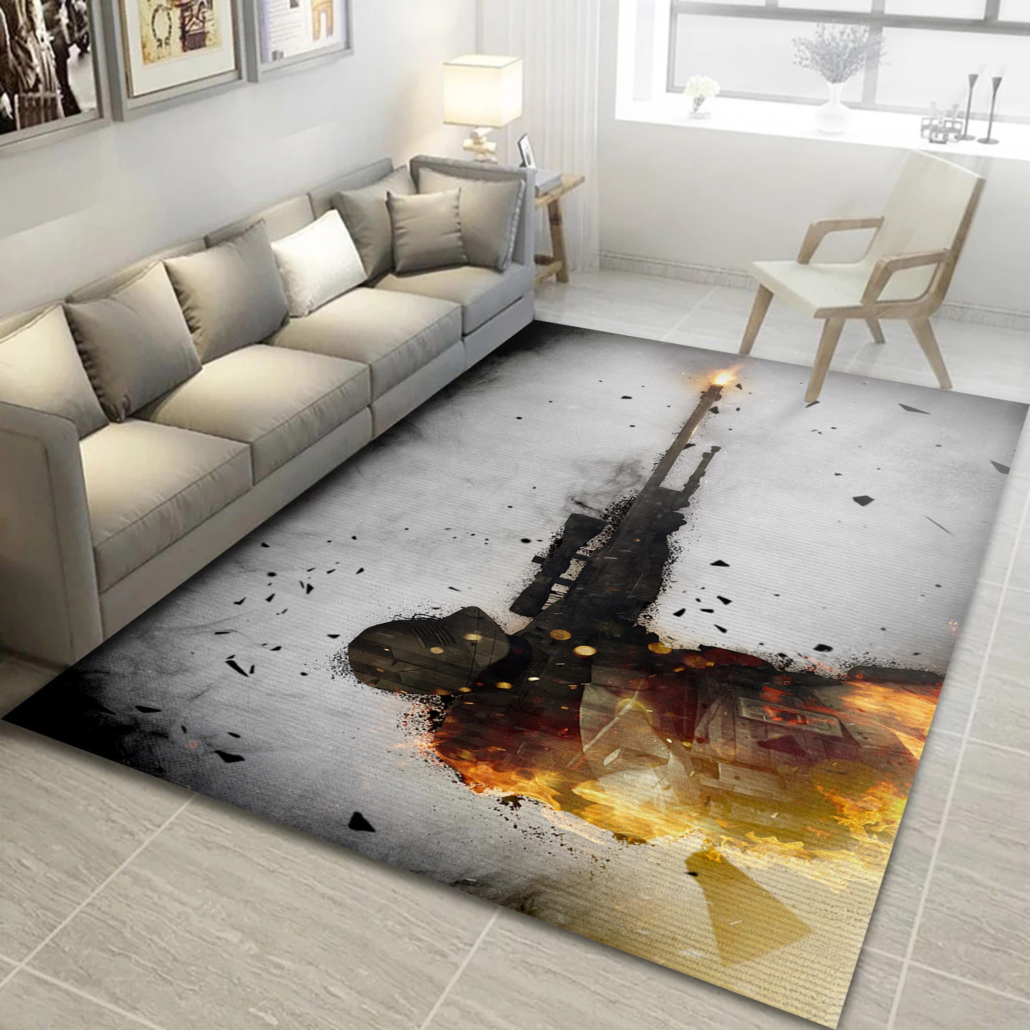 Counter Strike Global Offensive Video Game Area Rug Area, Living Room Rug - US Decor - Indoor Outdoor Rugs