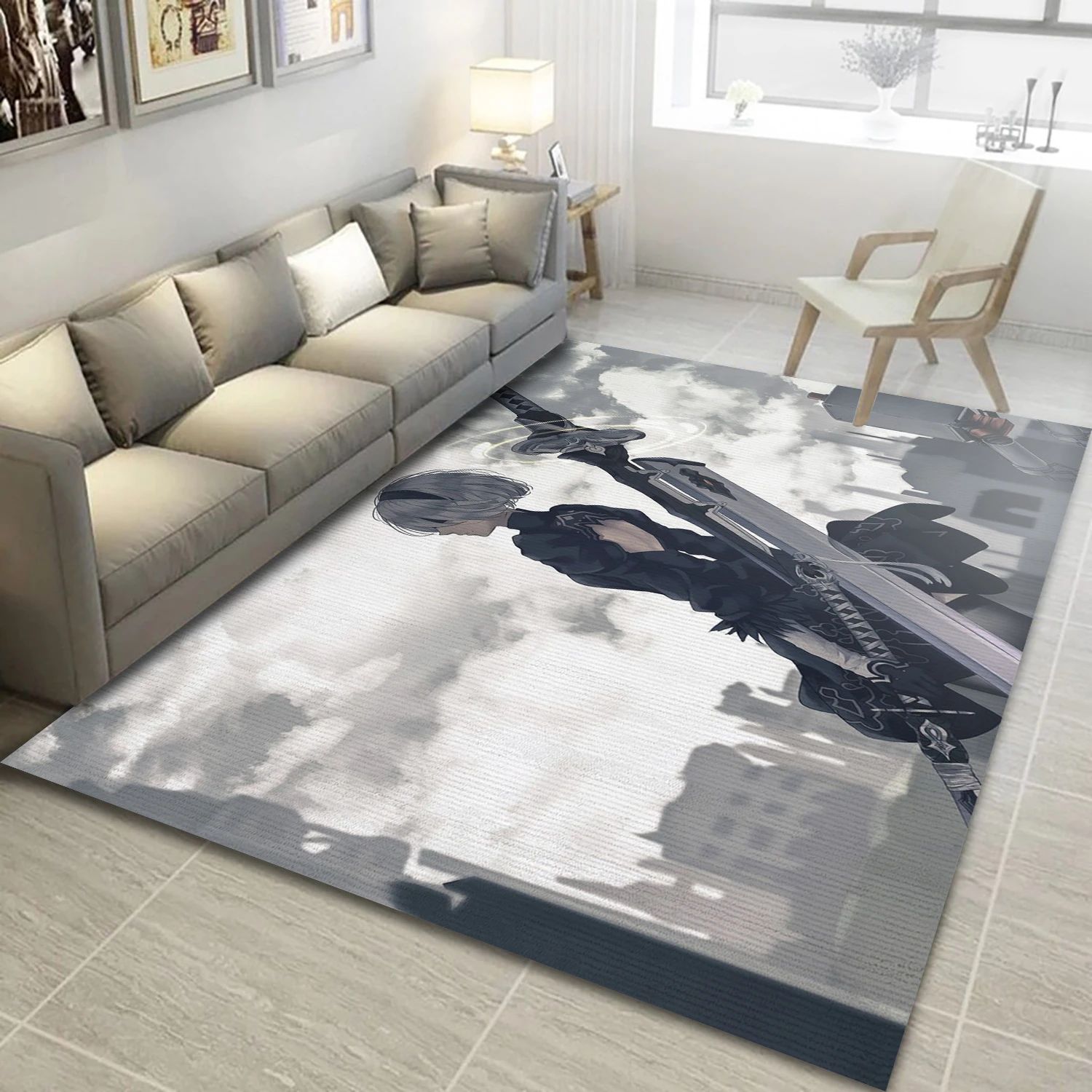 Nier Automata Video Game Area Rug Area, Area Rug - Family Gift US Decor - Indoor Outdoor Rugs