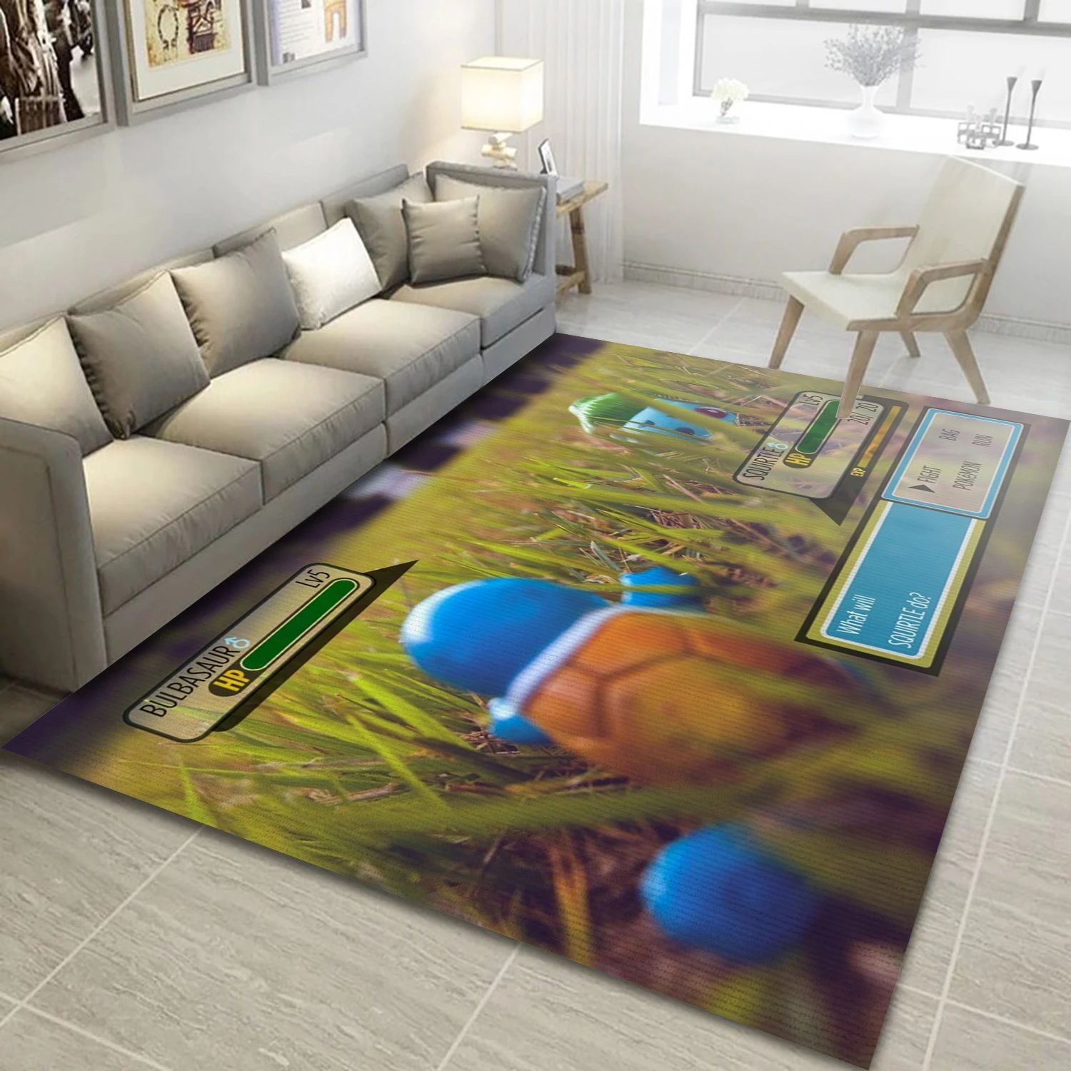 Pokemon Battle Recreated With Toys Video Game Area Rug For Christmas, Bedroom Rug - Christmas Gift Decor - Indoor Outdoor Rugs