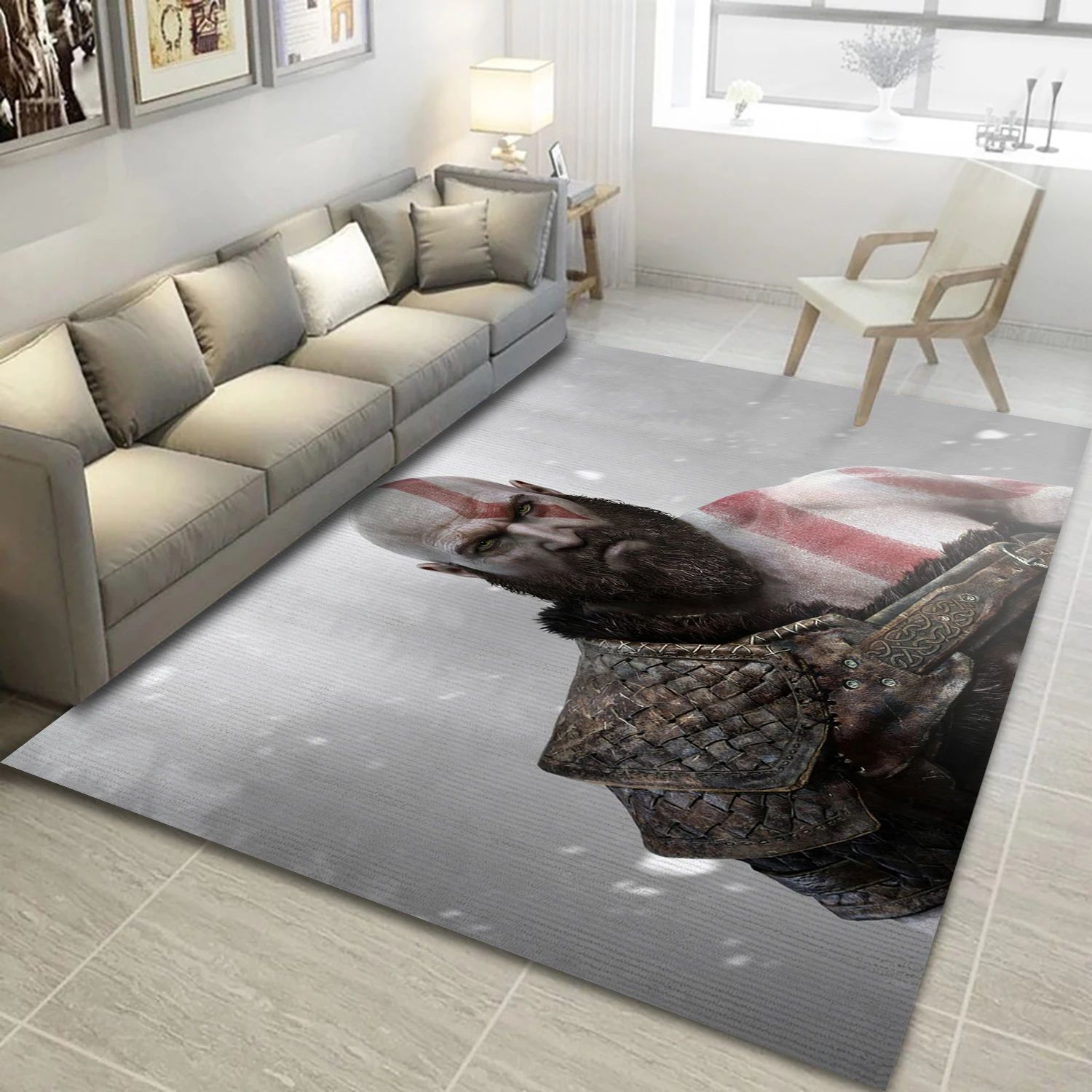 Kratos Video Game Reangle Rug, Living Room Rug - Family Gift US Decor - Indoor Outdoor Rugs