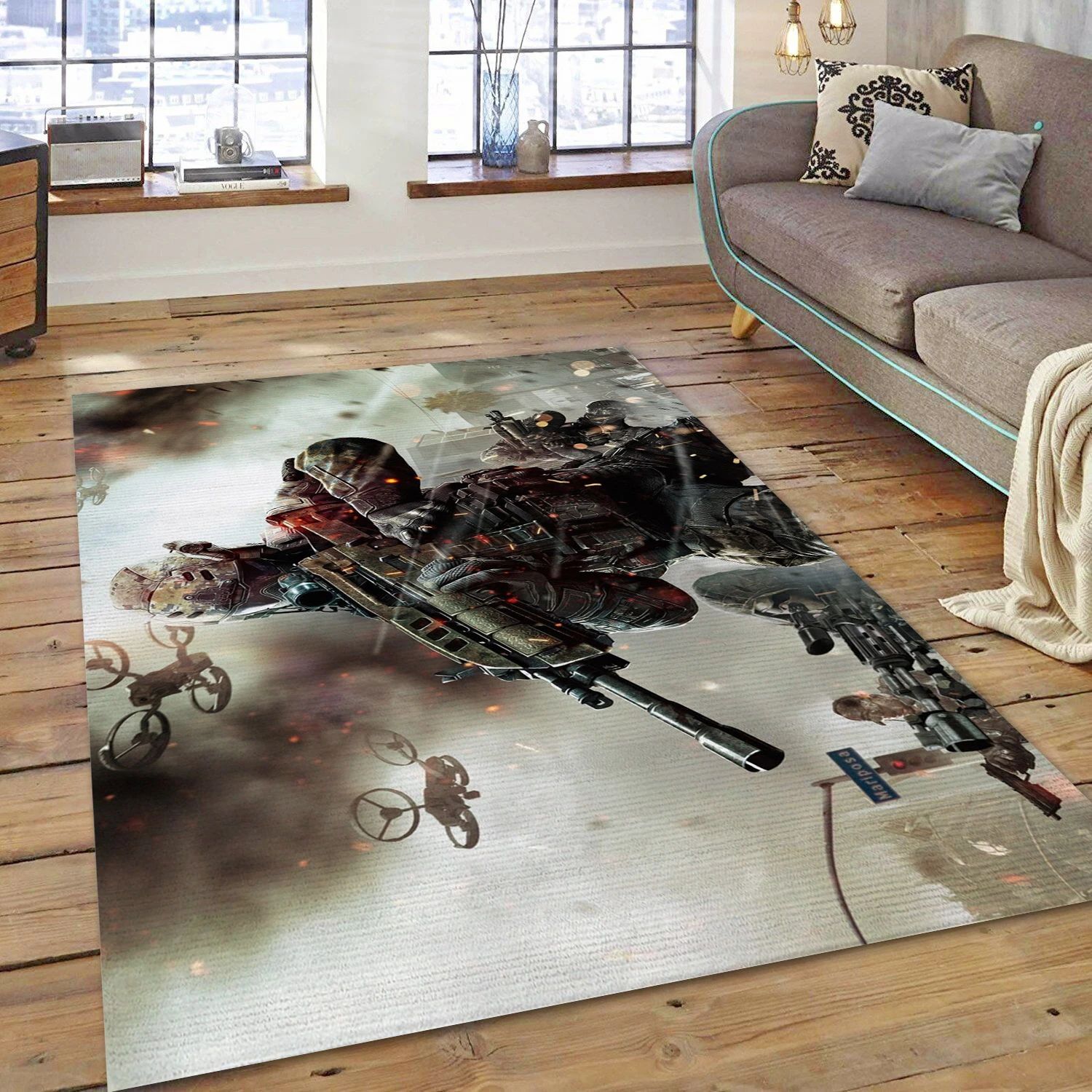 Soldier Video Game Reangle Rug, Bedroom Rug - Family Gift US Decor - Indoor Outdoor Rugs