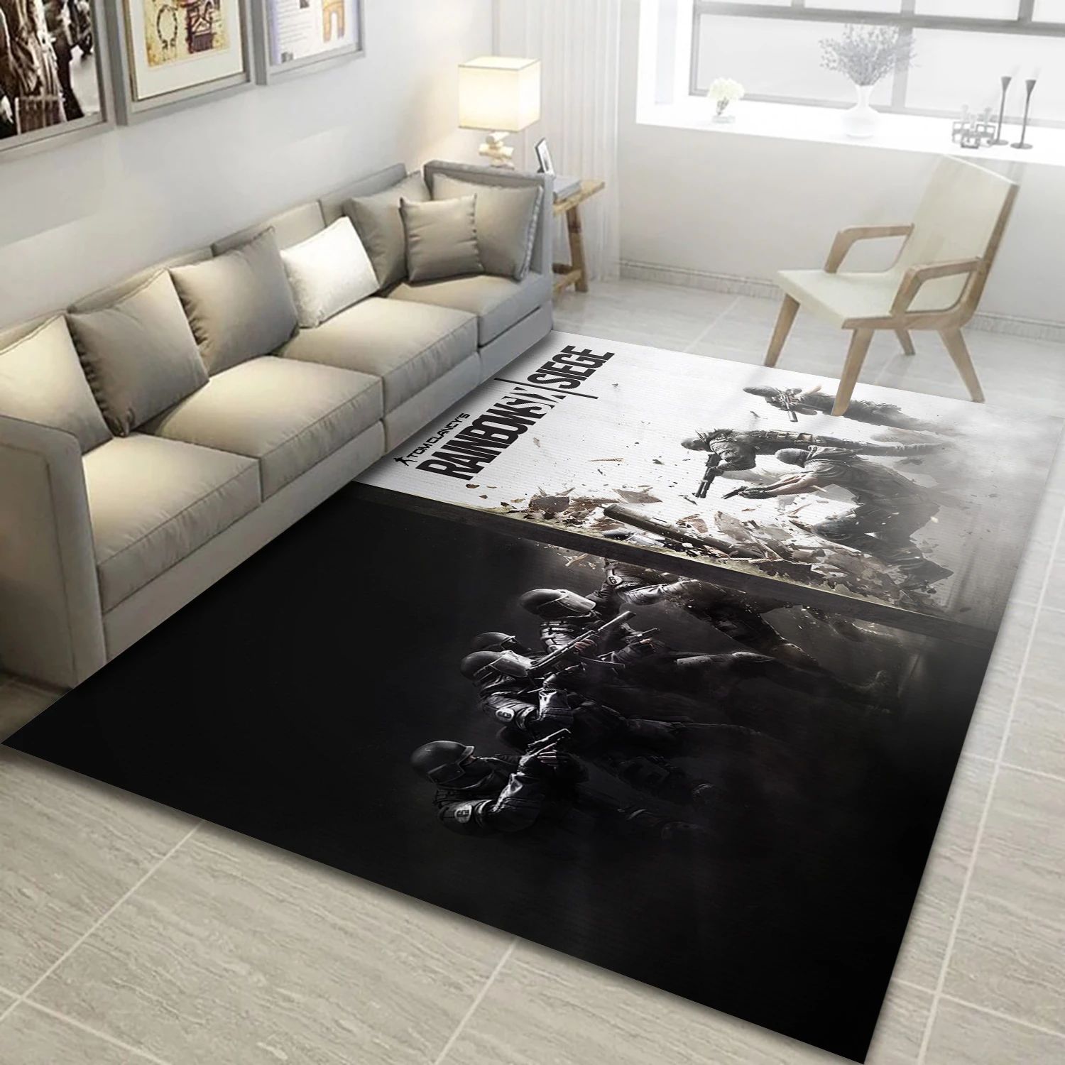 Tom Clancys Rainbow Six Siege Video Game Reangle Rug, Living Room Rug - US Decor - Indoor Outdoor Rugs