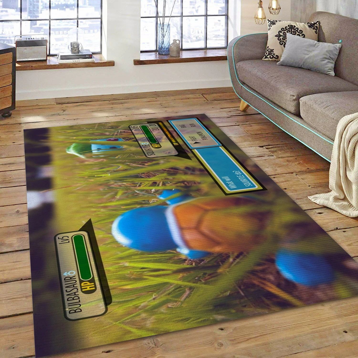 Pokemon Battle Recreated With Toys Video Game Area Rug For Christmas, Bedroom Rug - Christmas Gift Decor - Indoor Outdoor Rugs