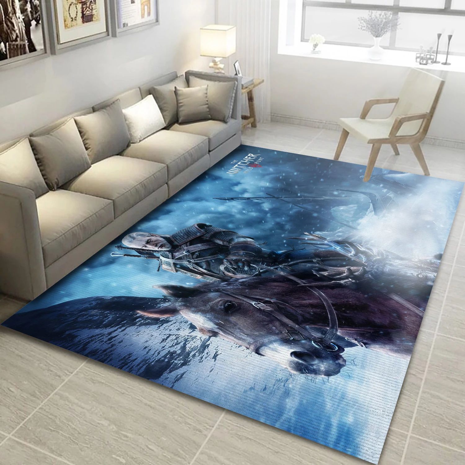 The Witcher 3 Wild Hunt Video Game Reangle Rug, Bedroom Rug - Family Gift US Decor - Indoor Outdoor Rugs