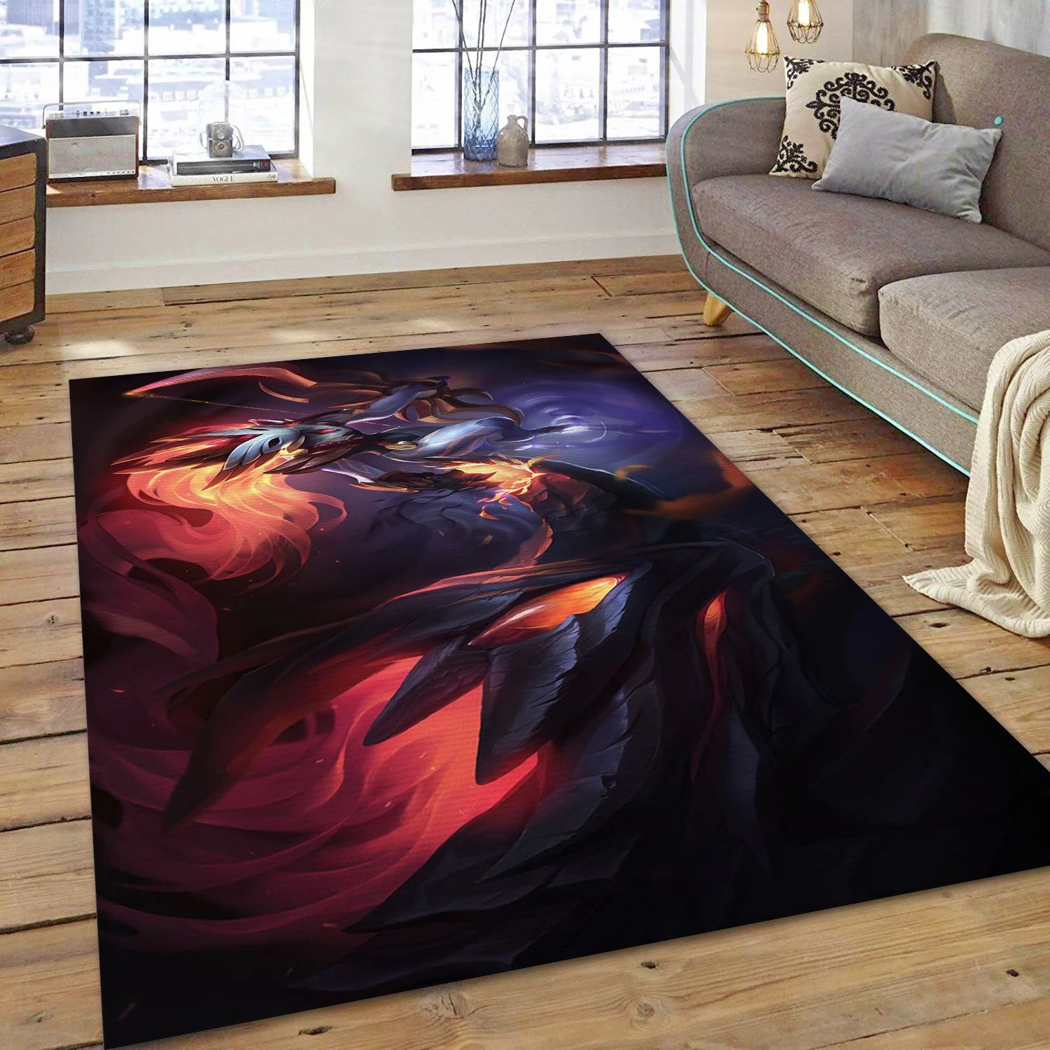 Shadowfire Video Game Reangle Rug, Living Room Rug - Christmas Gift Decor - Indoor Outdoor Rugs