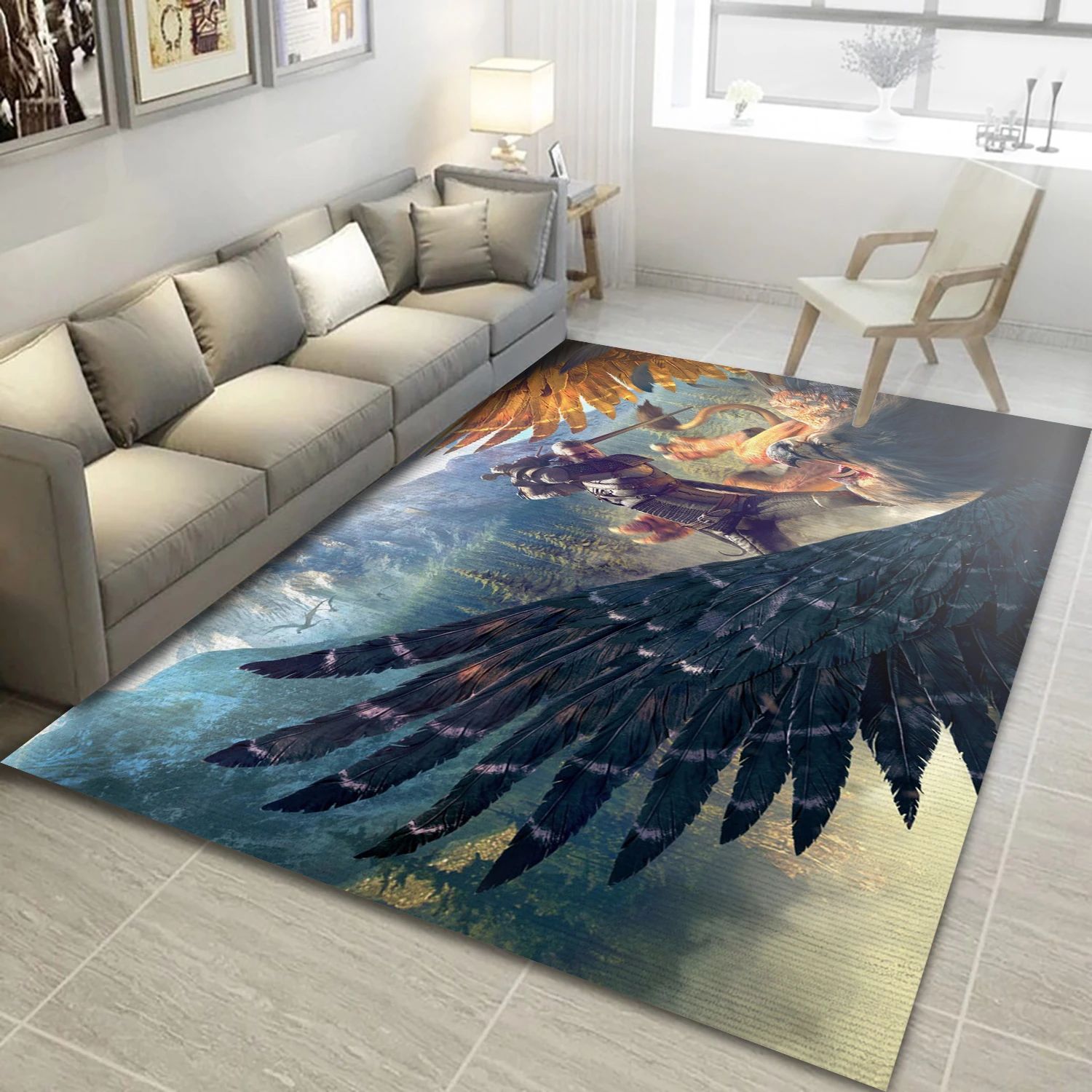 Geralt Of Rivia Gaming Area Rug, Living Room Rug - Family Gift US Decor - Indoor Outdoor Rugs