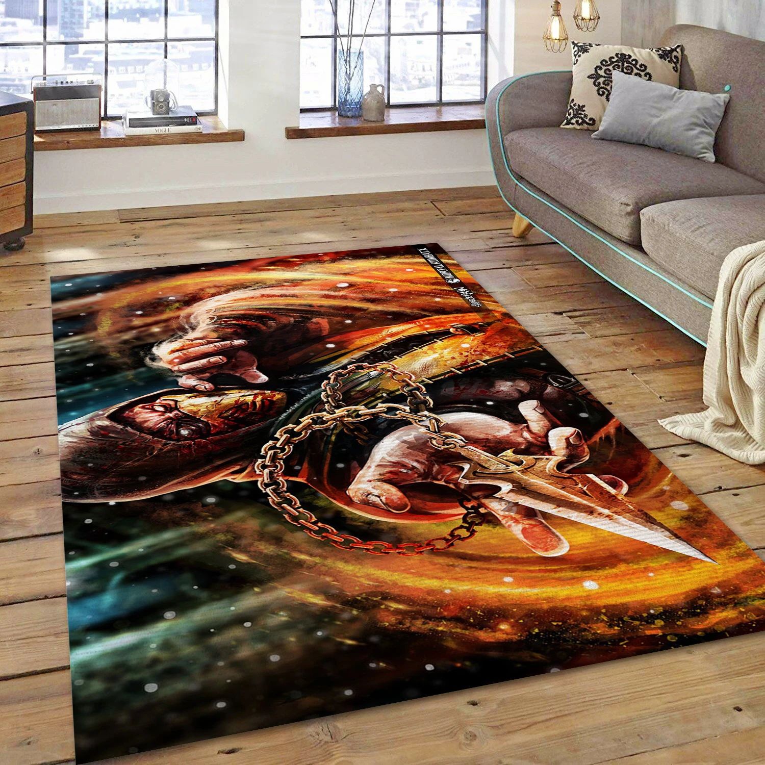 Scorpion Mortal Kombat X Video Game Reangle Rug, Area Rug - Home Decor Floor Decor - Indoor Outdoor Rugs