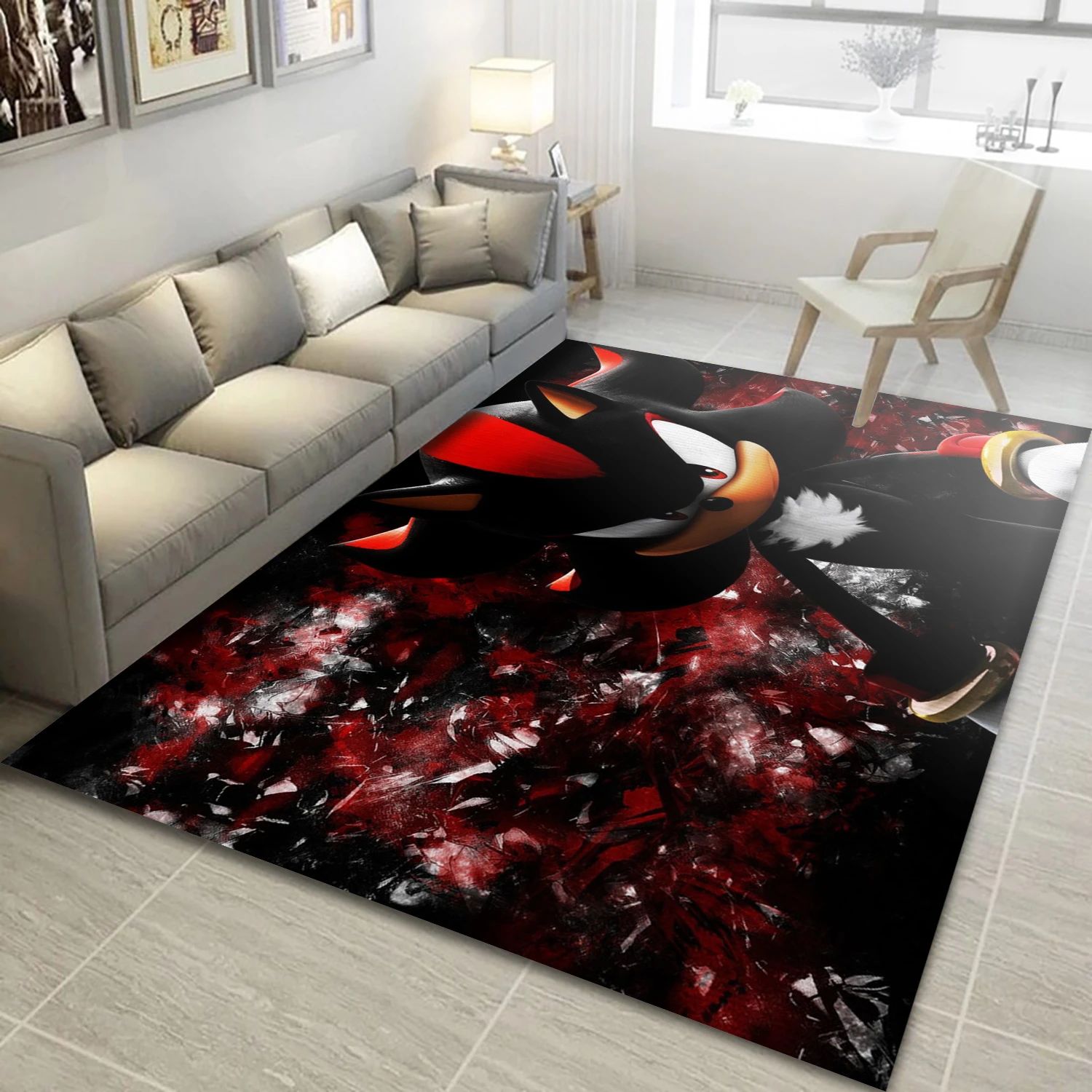 Shadow The Hedgehog Video Game Reangle Rug, Living Room Rug - Christmas Gift Decor - Indoor Outdoor Rugs