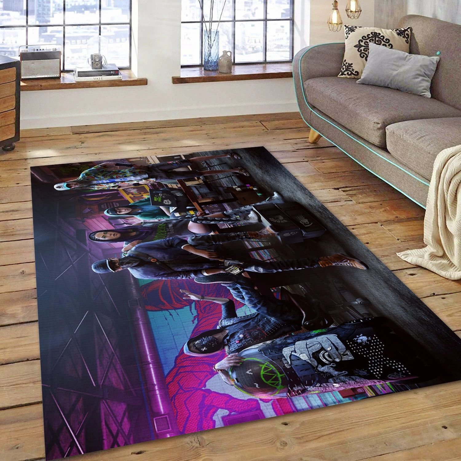 Watch Dogs 2 Game Area Rug Carpet, Living Room Rug - Family Gift US Decor - Indoor Outdoor Rugs