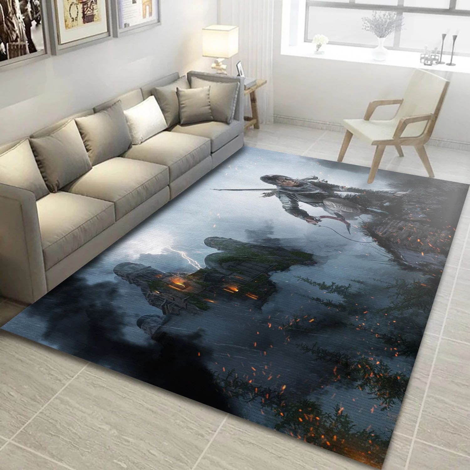 Lara Croft Gaming Area Rug, Living Room Rug - Home Decor Floor Decor - Indoor Outdoor Rugs