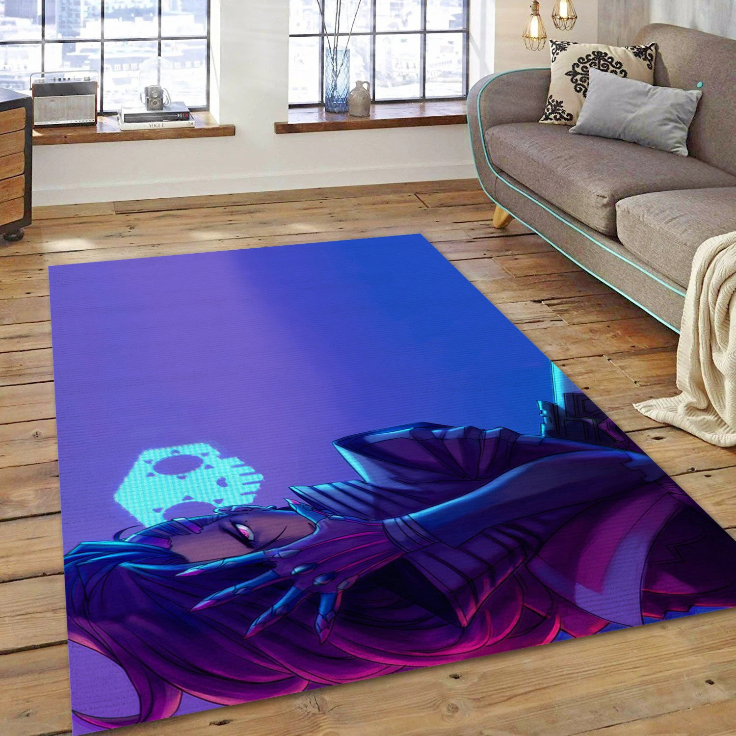 Sombra Overwatch Video Game Reangle Rug, Bedroom Rug - Family Gift US Decor - Indoor Outdoor Rugs