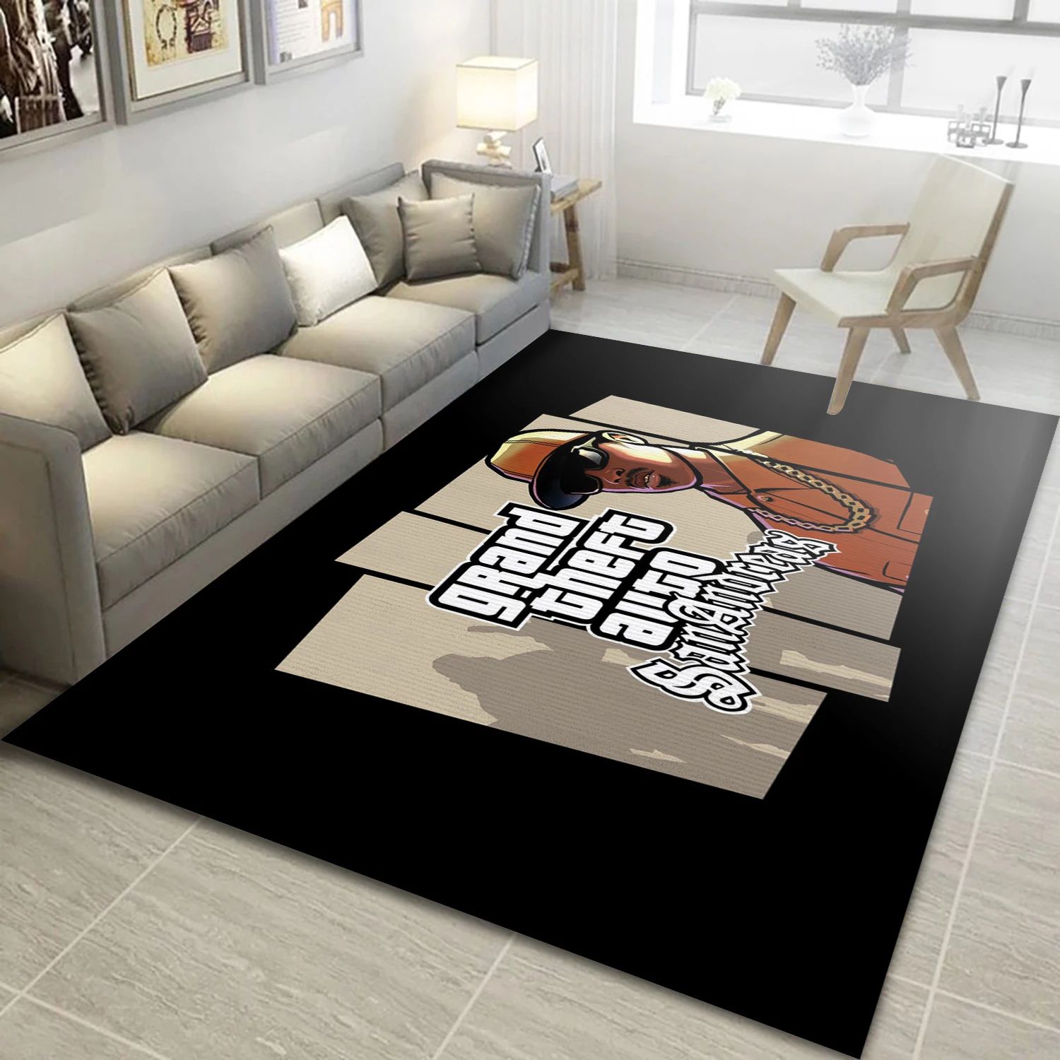 Grand Theft Auto San Andreas Video Game Reangle Rug, Bedroom Rug - Home Decor Floor Decor - Indoor Outdoor Rugs