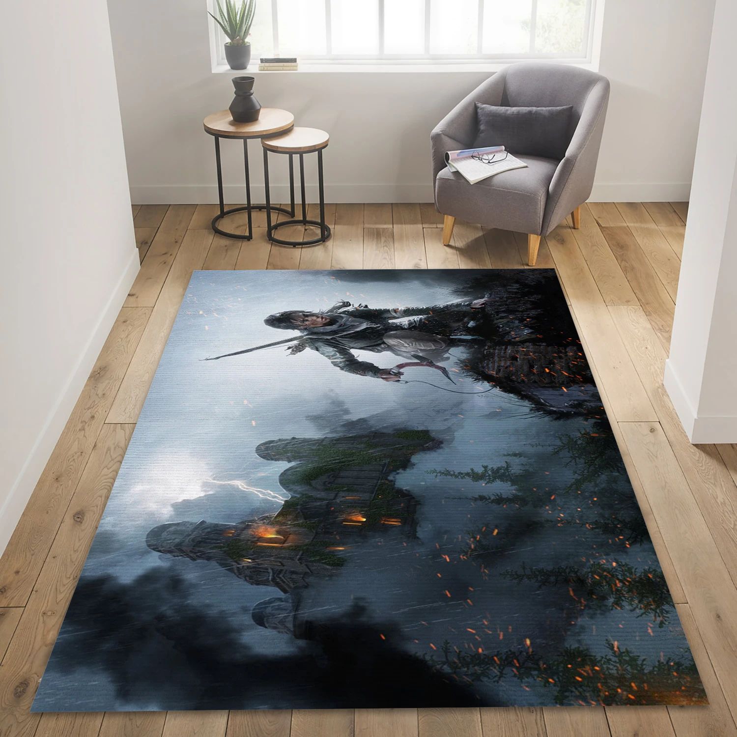 Lara Croft Gaming Area Rug, Living Room Rug - Home Decor Floor Decor - Indoor Outdoor Rugs