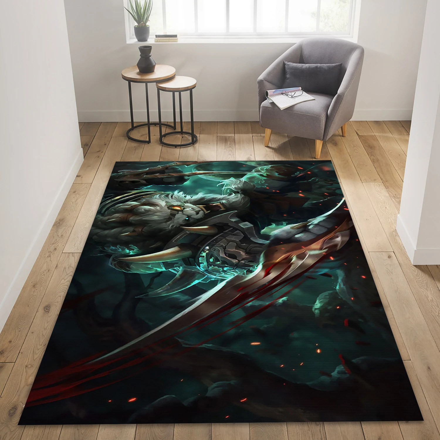 Rengar League Of Legends Video Game Reangle Rug, Living Room Rug - US Decor - Indoor Outdoor Rugs