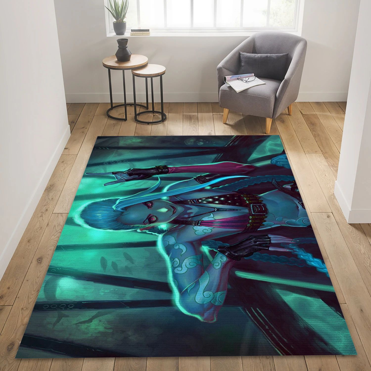 Jinx League Of Legends Video Game Reangle Rug, Bedroom Rug - Family Gift US Decor - Indoor Outdoor Rugs