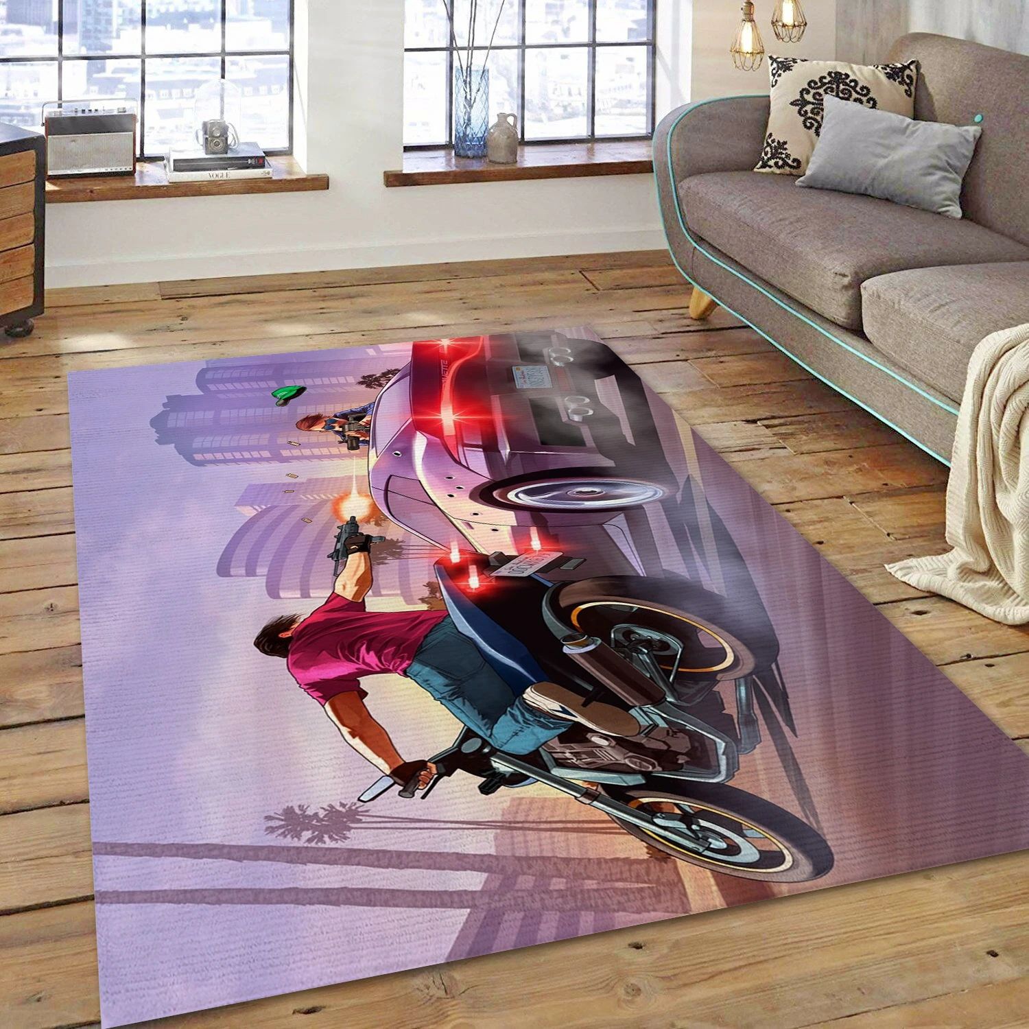 Grand Theft Auto V Video Game Reangle Rug, Area Rug - Home Decor Floor Decor - Indoor Outdoor Rugs