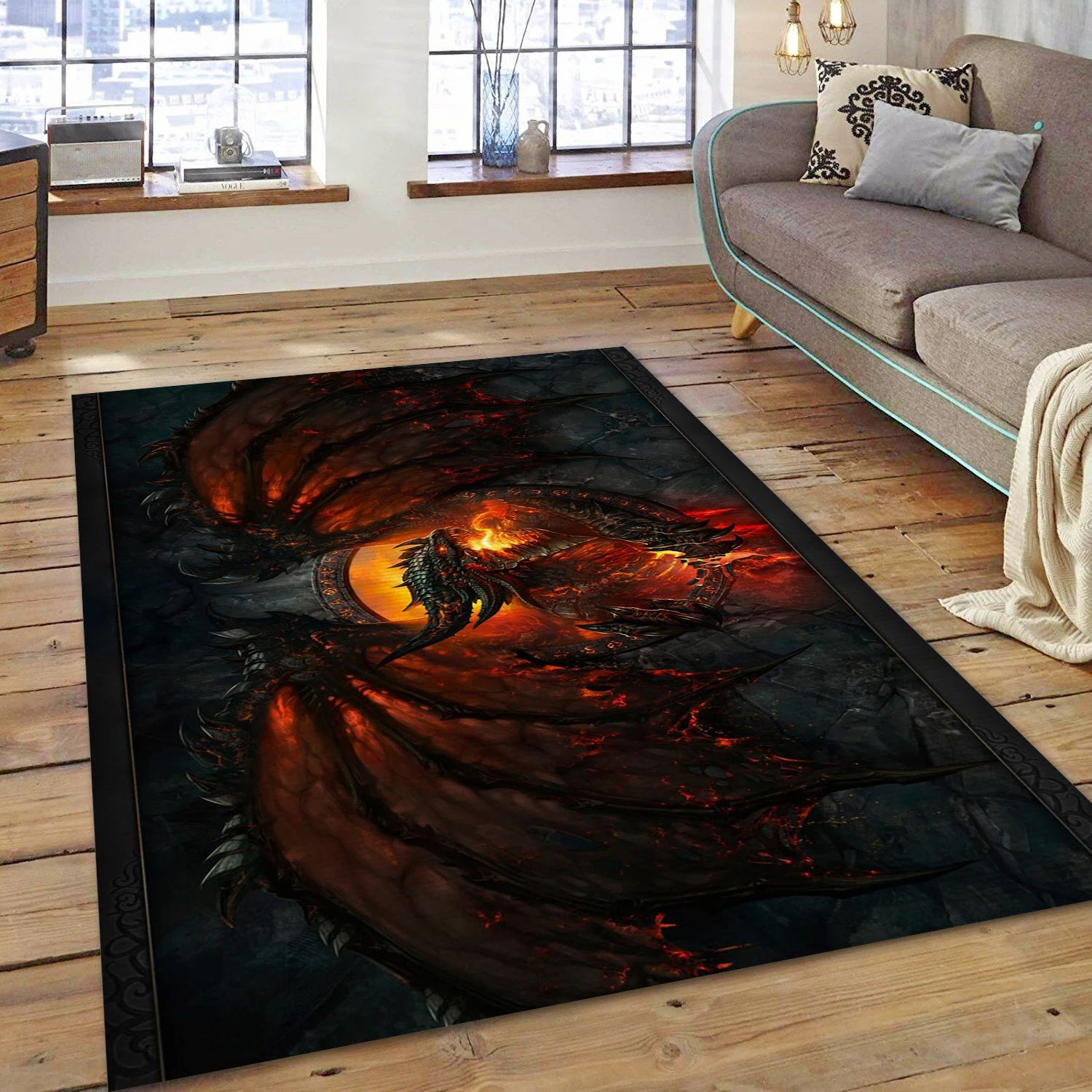 Deathwing World Of Warcraft Video Game Area Rug For Christmas, Living Room Rug - Family Gift US Decor - Indoor Outdoor Rugs