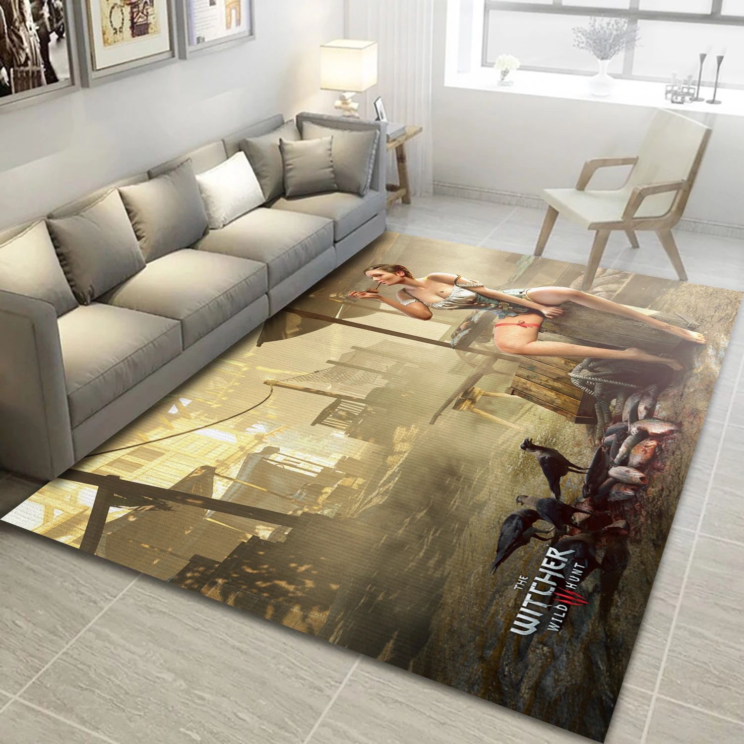 The Witcher 3 Wild Hunt Video Game Area Rug Area, Living Room Rug - Christmas Gift Decor - Indoor Outdoor Rugs