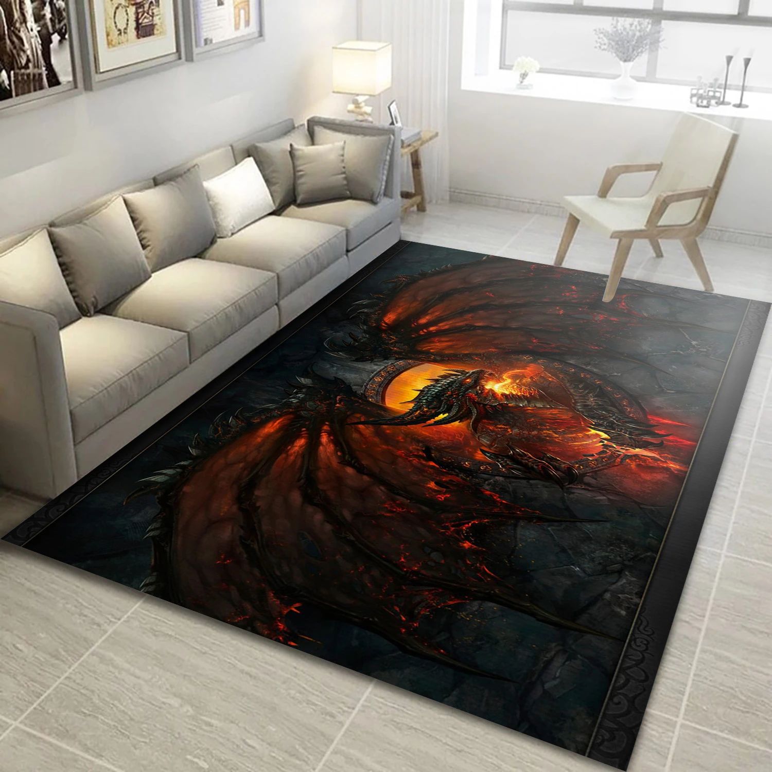 Deathwing World Of Warcraft Video Game Area Rug For Christmas, Living Room Rug - Family Gift US Decor - Indoor Outdoor Rugs