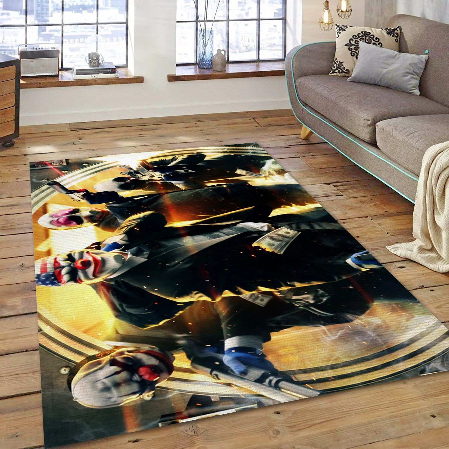 Payday 2 Video Game Area Rug Area, Bedroom Rug - US Decor - Indoor Outdoor Rugs